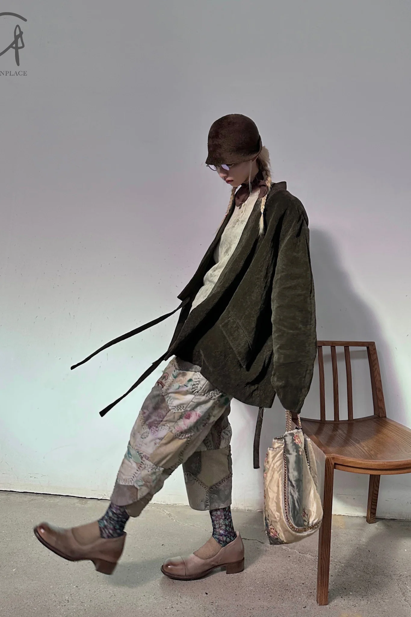 AVIVA JIFEI XUE Japanese Paper Velvet Short Kimono Jacket S22-KJS Brown - Image 16