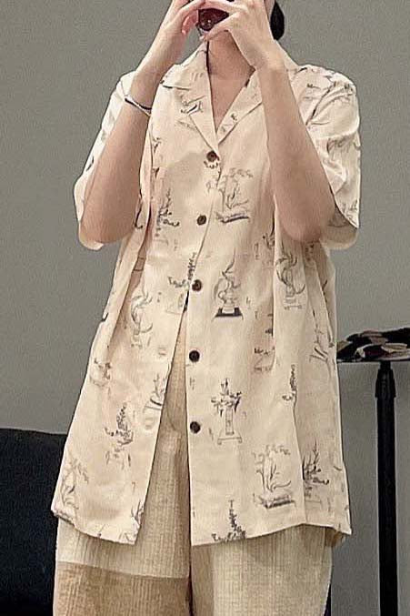 AVIVA JIFEI XUE Vintage Flower Arrangement Book Short Sleeve Shirt A21-PSS - Image 20