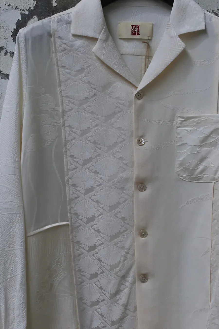 AVIVA JIFEI XUE Vintage Kimono Patch Long Sleeve Shirt FW23-KPLS-WHT (4) PAJX2 - Image 6