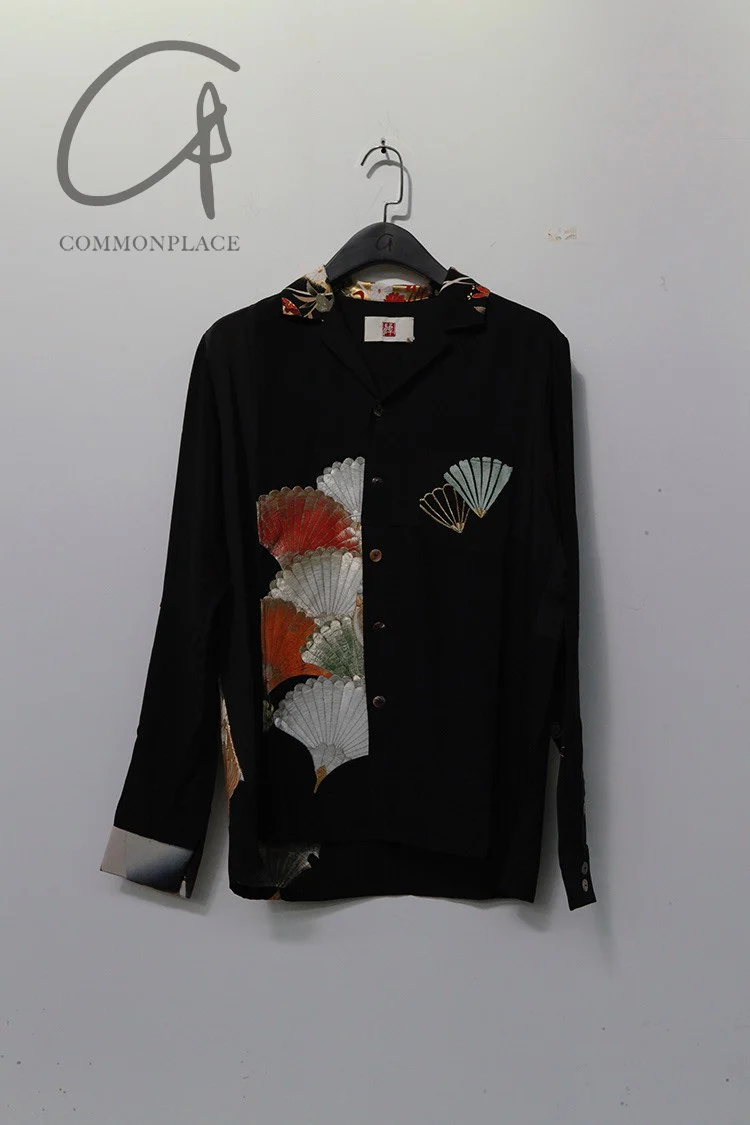 Aviva Jifei Xue Antique fabric silk patchwork handmade kimono long-sleeved shirt series collection AJX-S22-KPLS-HEI PAJX2 1 - Image 8