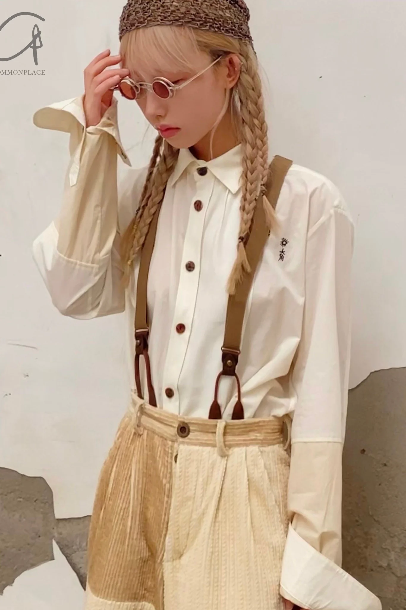 AVIVA JIFEI XUE White Beige Stripe Panel Shorts S22-SLS - Image 11