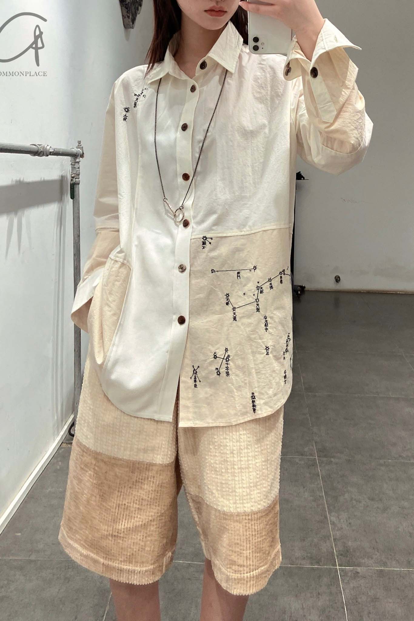 AVIVA JIFEI XUE White Beige Stripe Panel Shorts S22-SLS - Image 22