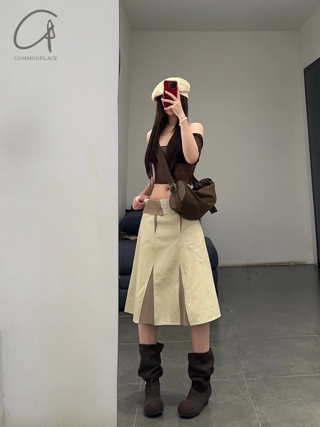 AVIVA JIFEI XUE X Tagliovivo 24 autumn and winter shoulder crossbody bucket bag craftsman AJX-BAGUETTE-ZONG brown - Image 5