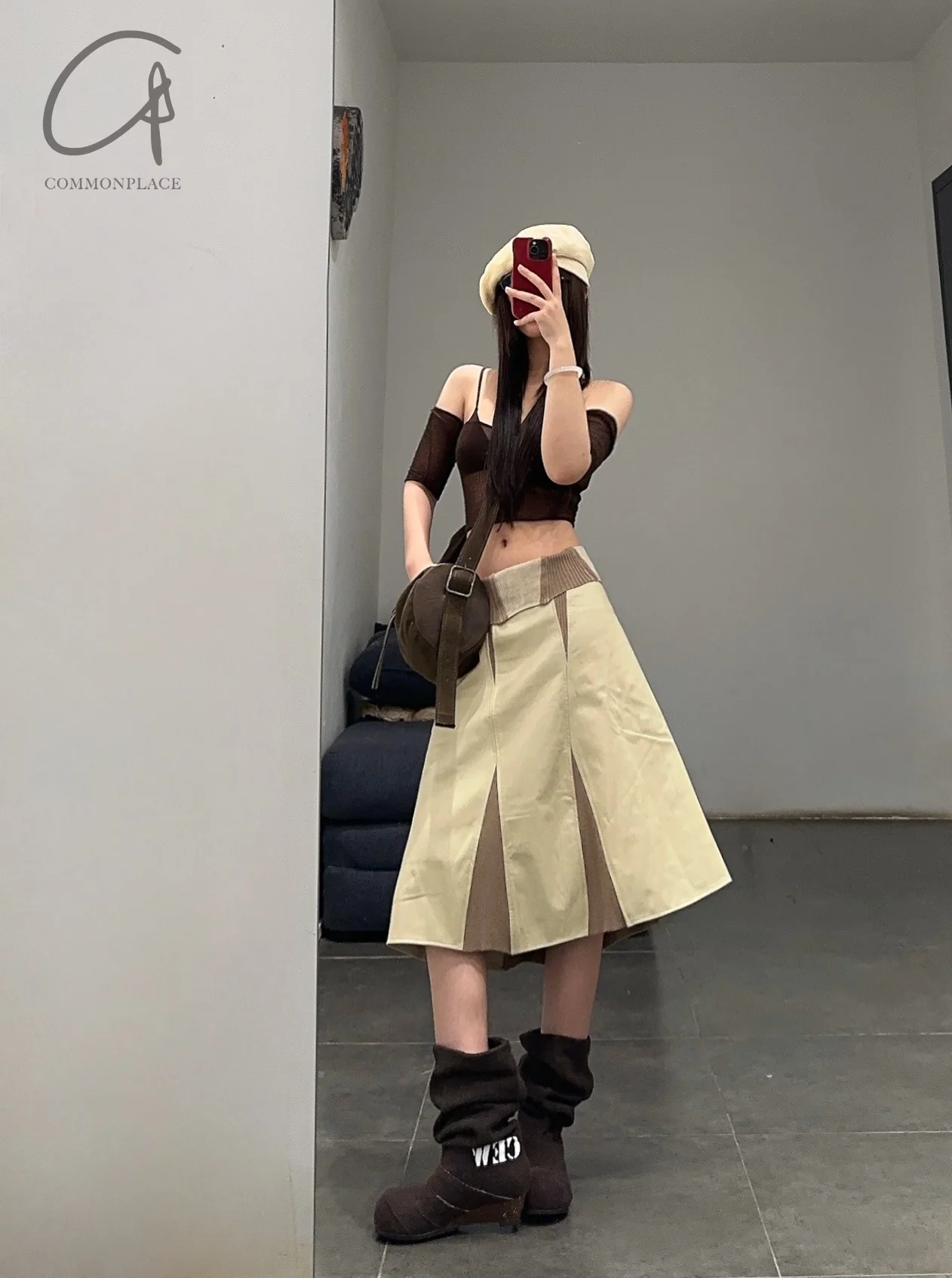 AVIVA JIFEI XUE X Tagliovivo 24 autumn and winter shoulder crossbody bucket bag craftsman AJX-BAGUETTE-ZONG brown - Image 6