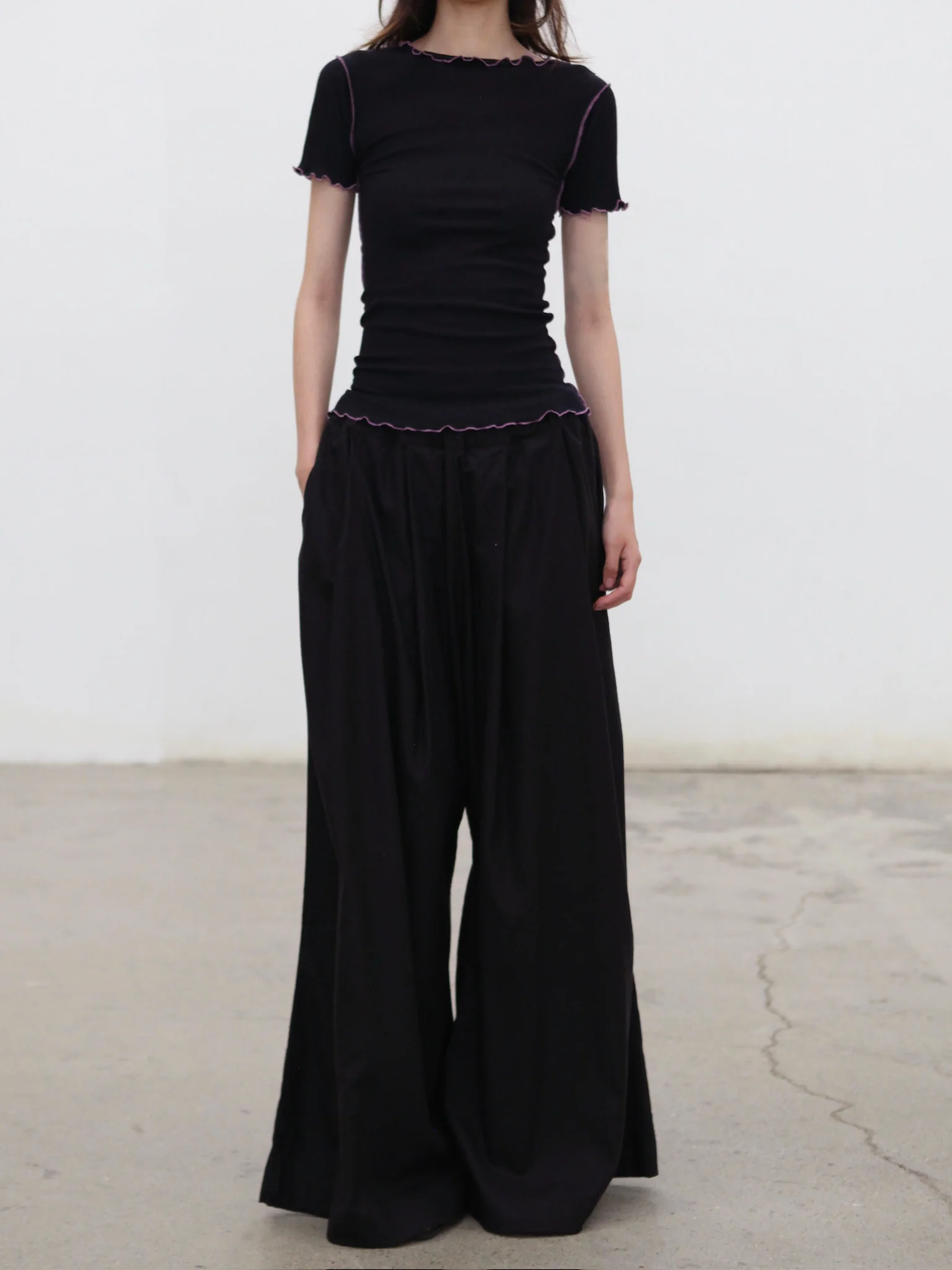 BASERANGE 25 Autumn/Winter AVI Wide Leg Casual Pants BAS-PAAV-WS-AU25-Black - Image 6