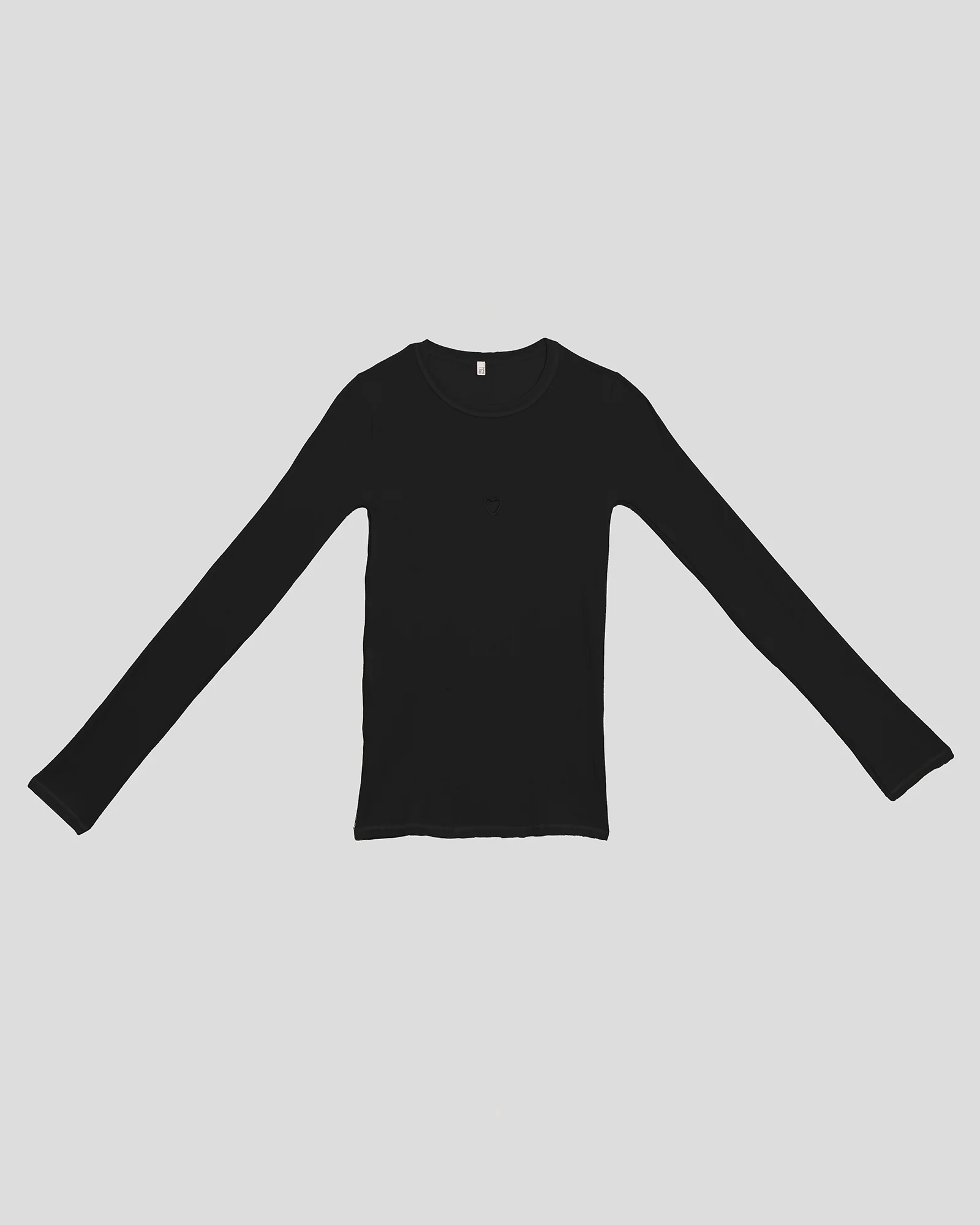 BASERANGE 25 Early Spring French organic cotton hollow heart-shaped long-sleeved T-shirt BAS-TOHLS-RB-000-Black - Image 5