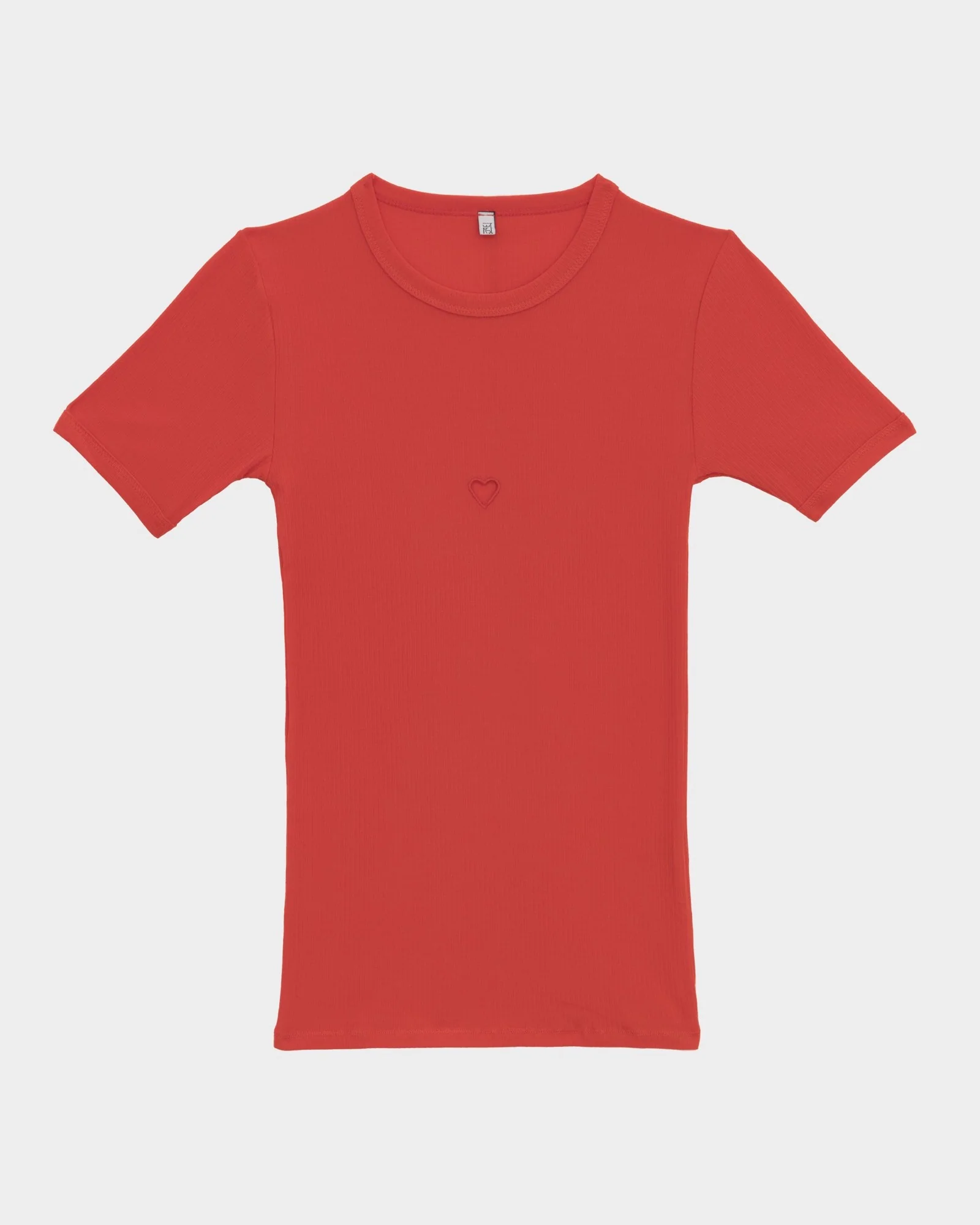 BASERANGE 25 Early Spring French Organic Cotton Hollow Heart Short Sleeve T-shirt BAS-TOHS-RB-SP25-MY RED (TOHS TTHTS) - Image 10