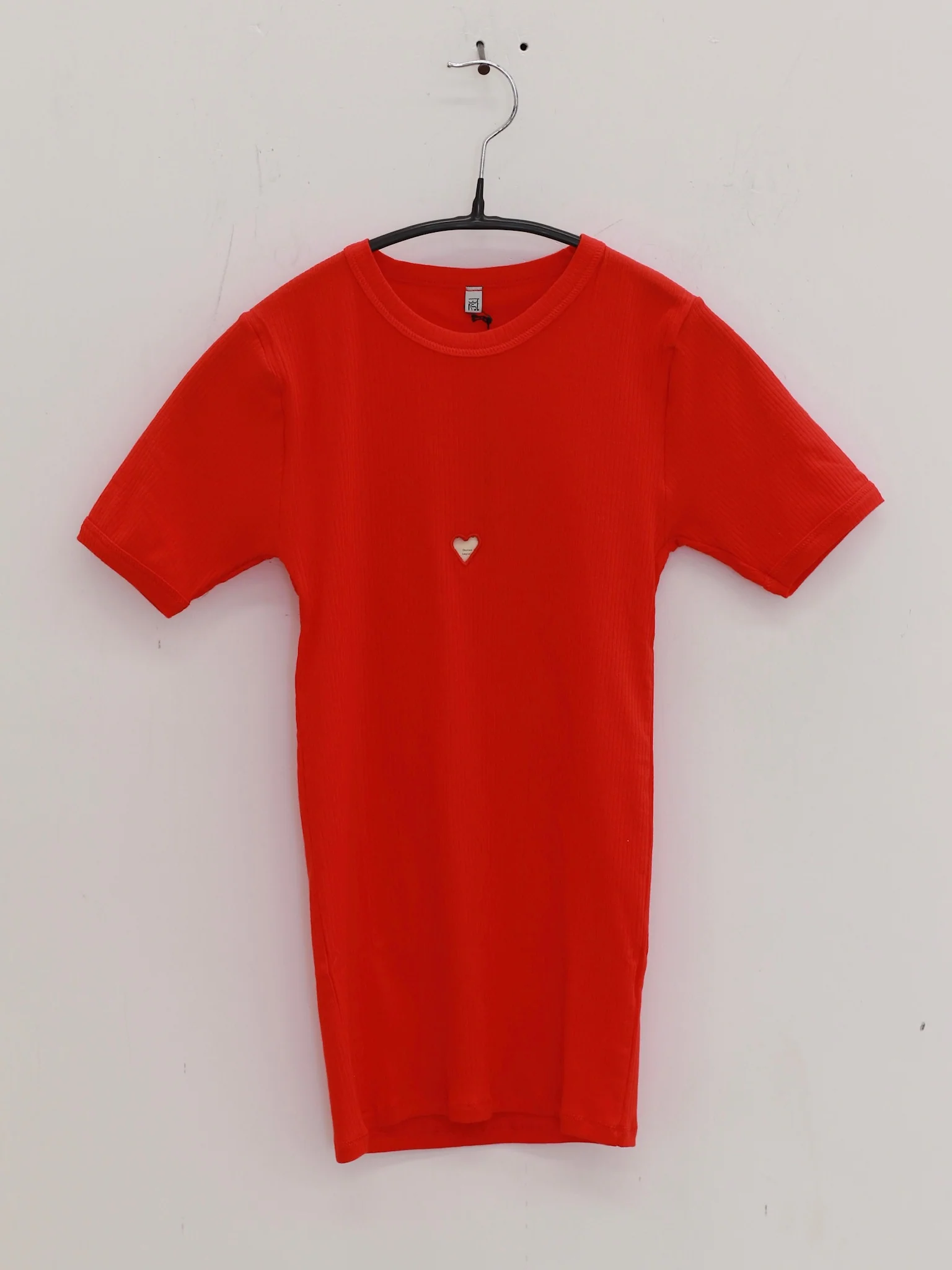 BASERANGE 25 Early Spring French Organic Cotton Hollow Heart Short Sleeve T-shirt BAS-TOHS-RB-SP25-MY RED (TOHS TTHTS) - Image 5