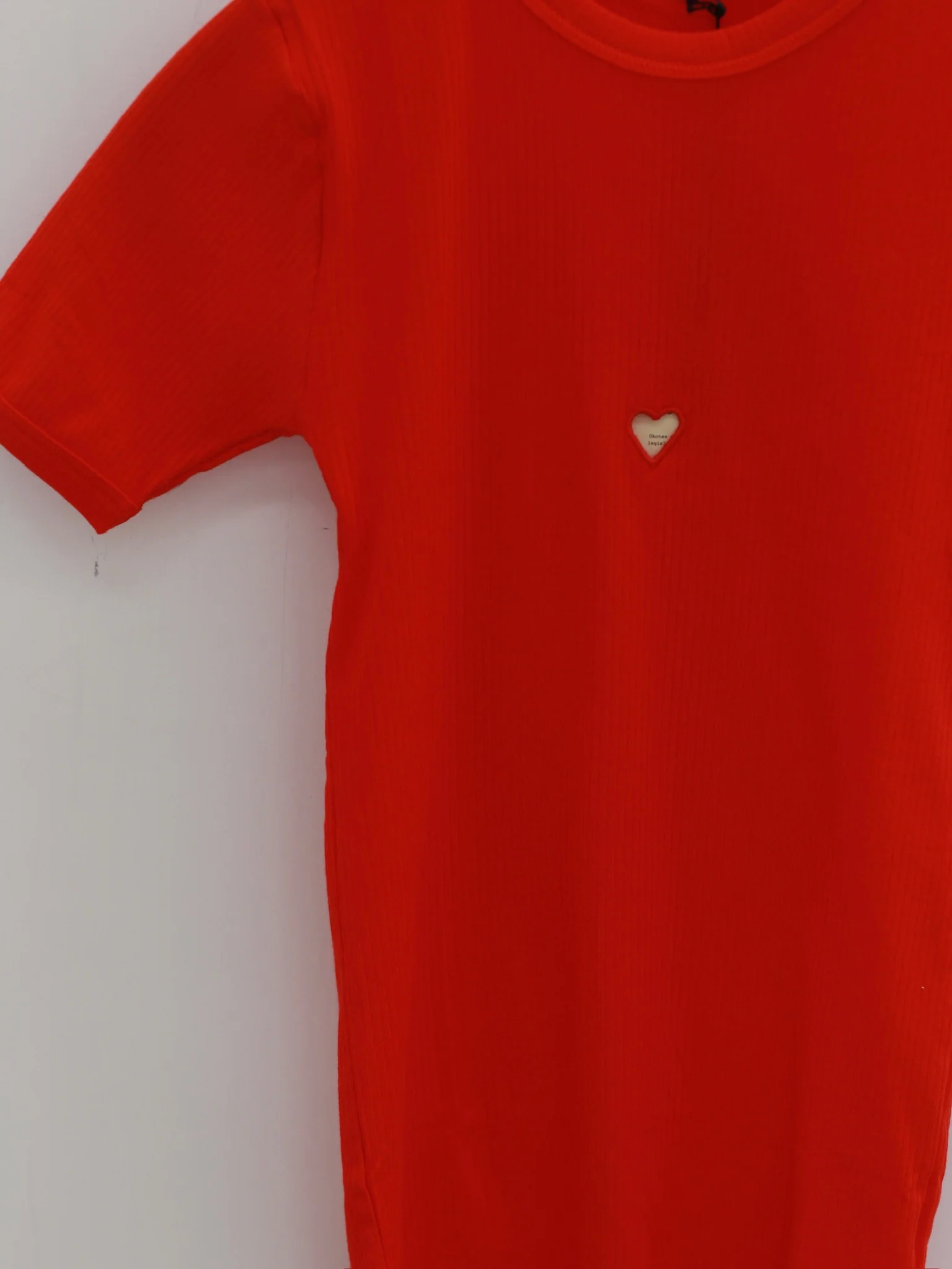 BASERANGE 25 Early Spring French Organic Cotton Hollow Heart Short Sleeve T-shirt BAS-TOHS-RB-SP25-MY RED (TOHS TTHTS) - Image 7