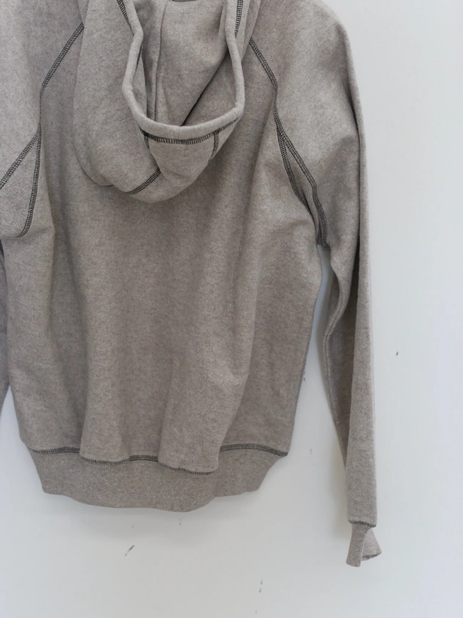 BASERANGE 25 Fall/Winter Folded Hoodie BAS-PUFOH-RCF-AU25-Grey Melange UNDYED (BLUE) - Image 11