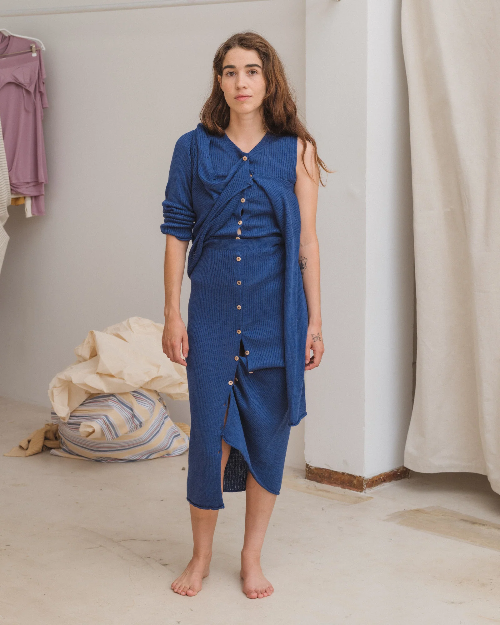 BASERANGE 25 Spring/Summer Drip Skirt/Cardigan Portugal BAS-SKDR-LI-SU25-MEZ BLUE Skirt (DRDR) - Image 15