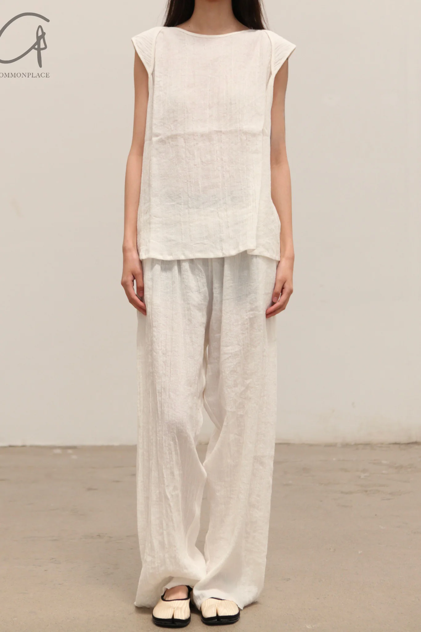 BASERANGE 25 Spring/Summer French Cotton and Linen Round Neck Vest Top BAS-TOLIU-LC-SU25-UNDYED - Image 2
