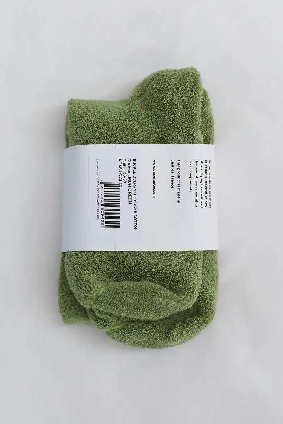 BASERANGE Anti-wrinkle Insole Cotton Socks KOAS-LC-AU23 Green（KOK） - Image 3
