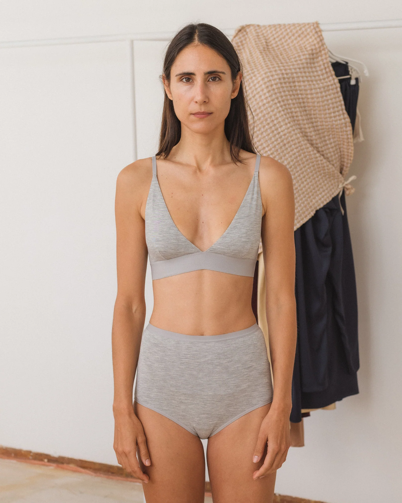 BASERANGE Bamboo fiber and cotton without steel ring wide brim bra series collection soft underwear France BAS-BRTR-BA-SU25-GREY MELANGE - Image 4