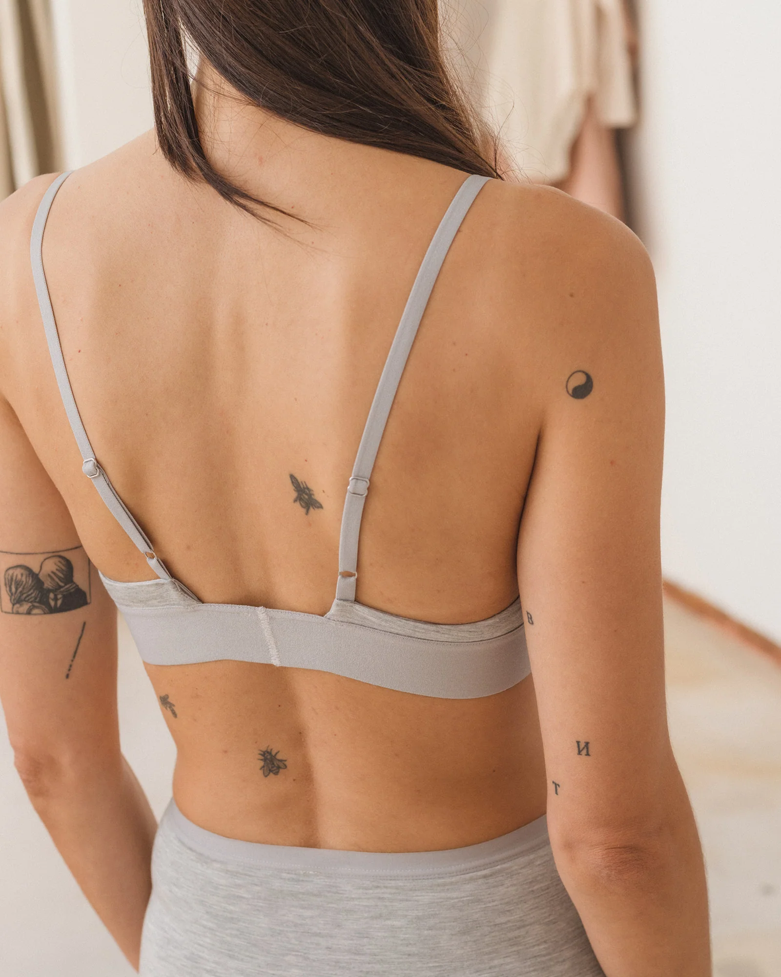 BASERANGE Bamboo fiber and cotton without steel ring wide brim bra series collection soft underwear France BAS-BRTR-BA-SU25-GREY MELANGE - Image 7