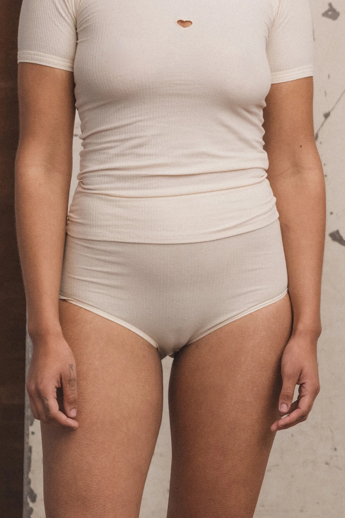 BASERANGE Bamboo Fiber High-Waisted Flared Briefs (France) BAS-UNHW-RB-000-Off White - Image 2