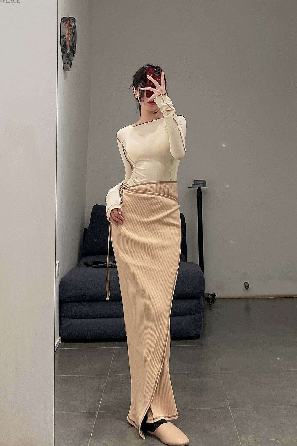 BASERANGE brigg ribbed skirt SKBR-RIB-SP22 COCHLEA (SKBR-RIB-WI21) beige - Image 16