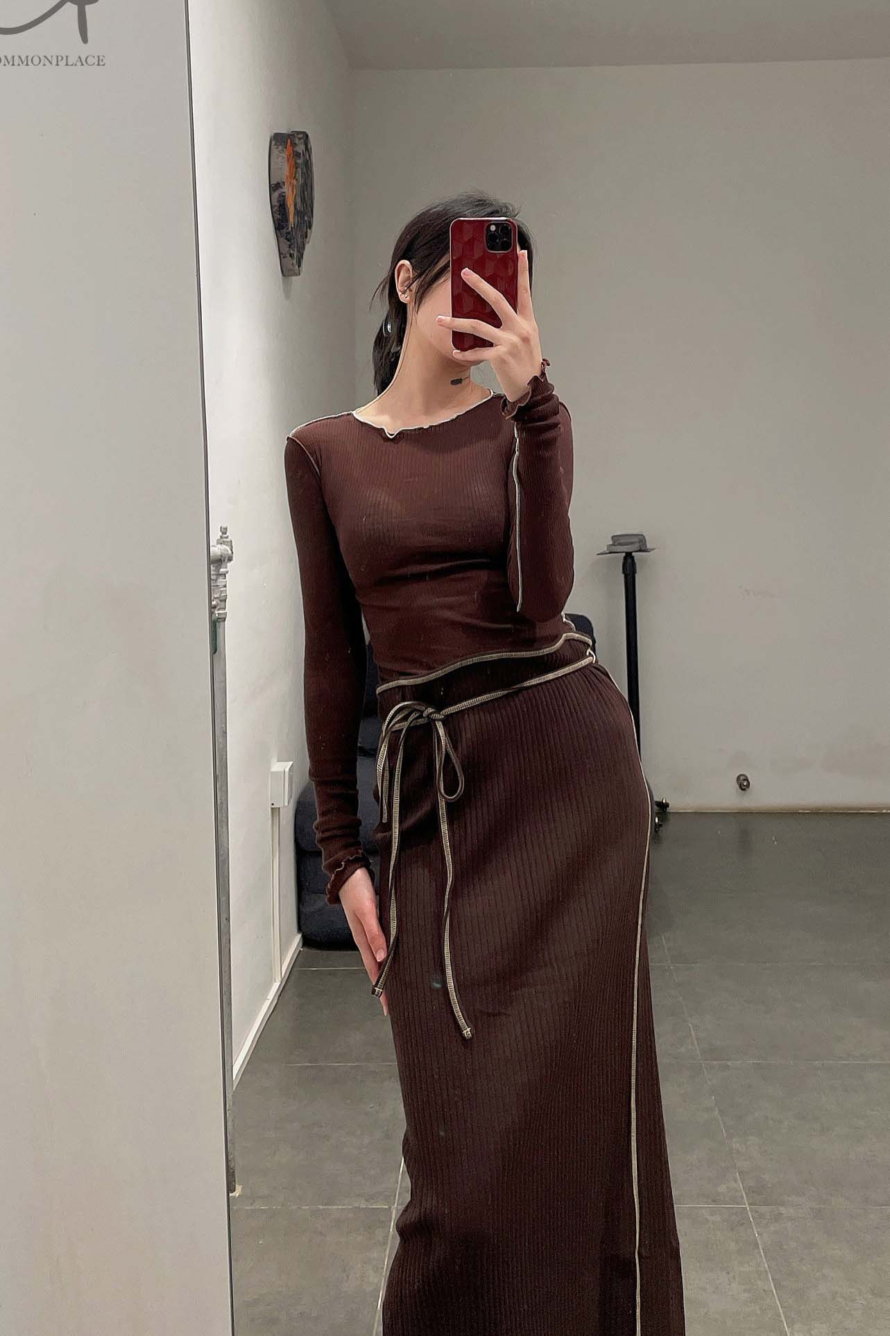 BASERANGE Brig Rib Skirt SKBR-RIB-SP22 TACTILE Maroon (SKBR-RIB-WI21) - Image 10
