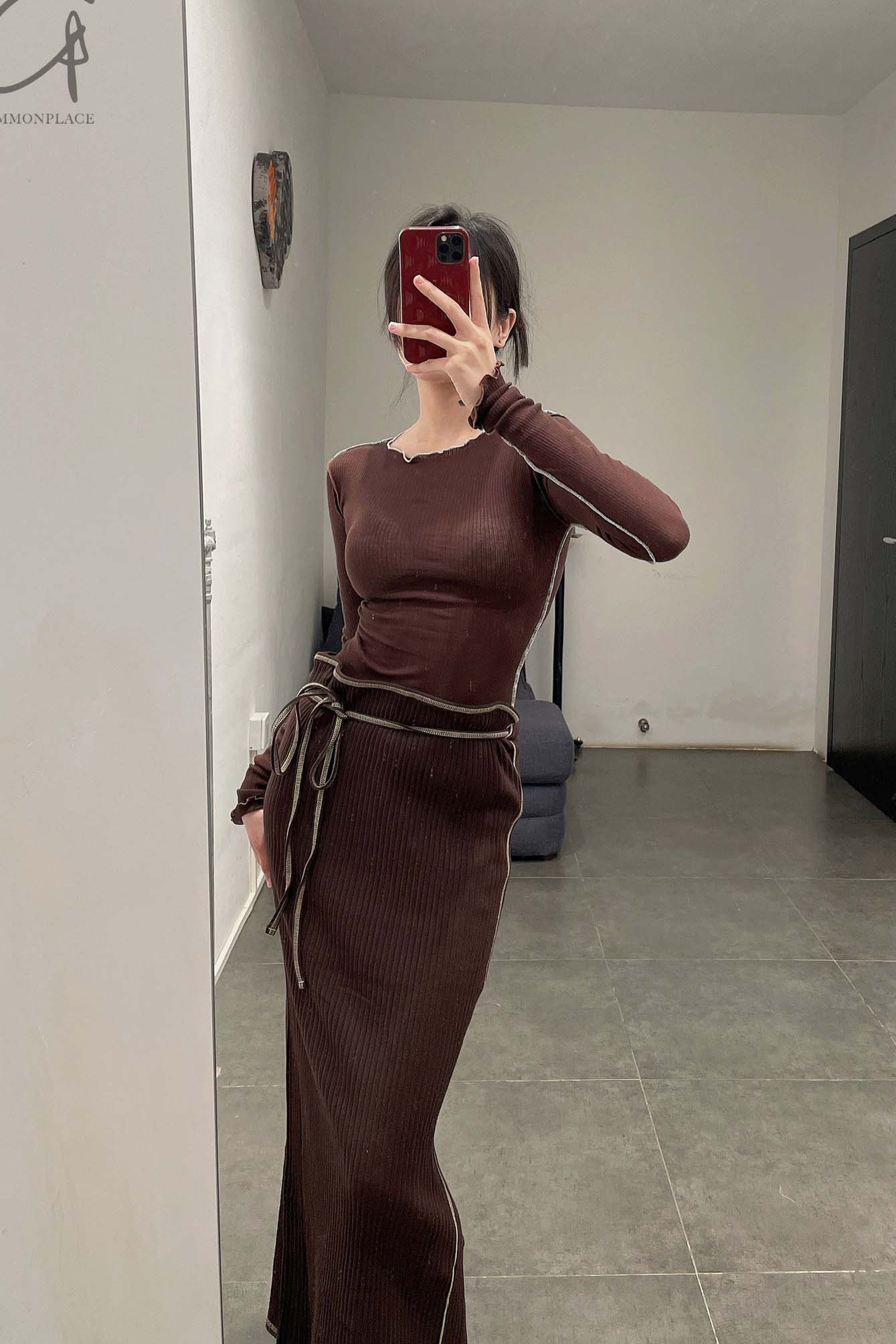 BASERANGE Brig Rib Skirt SKBR-RIB-SP22 TACTILE Maroon (SKBR-RIB-WI21) - Image 11