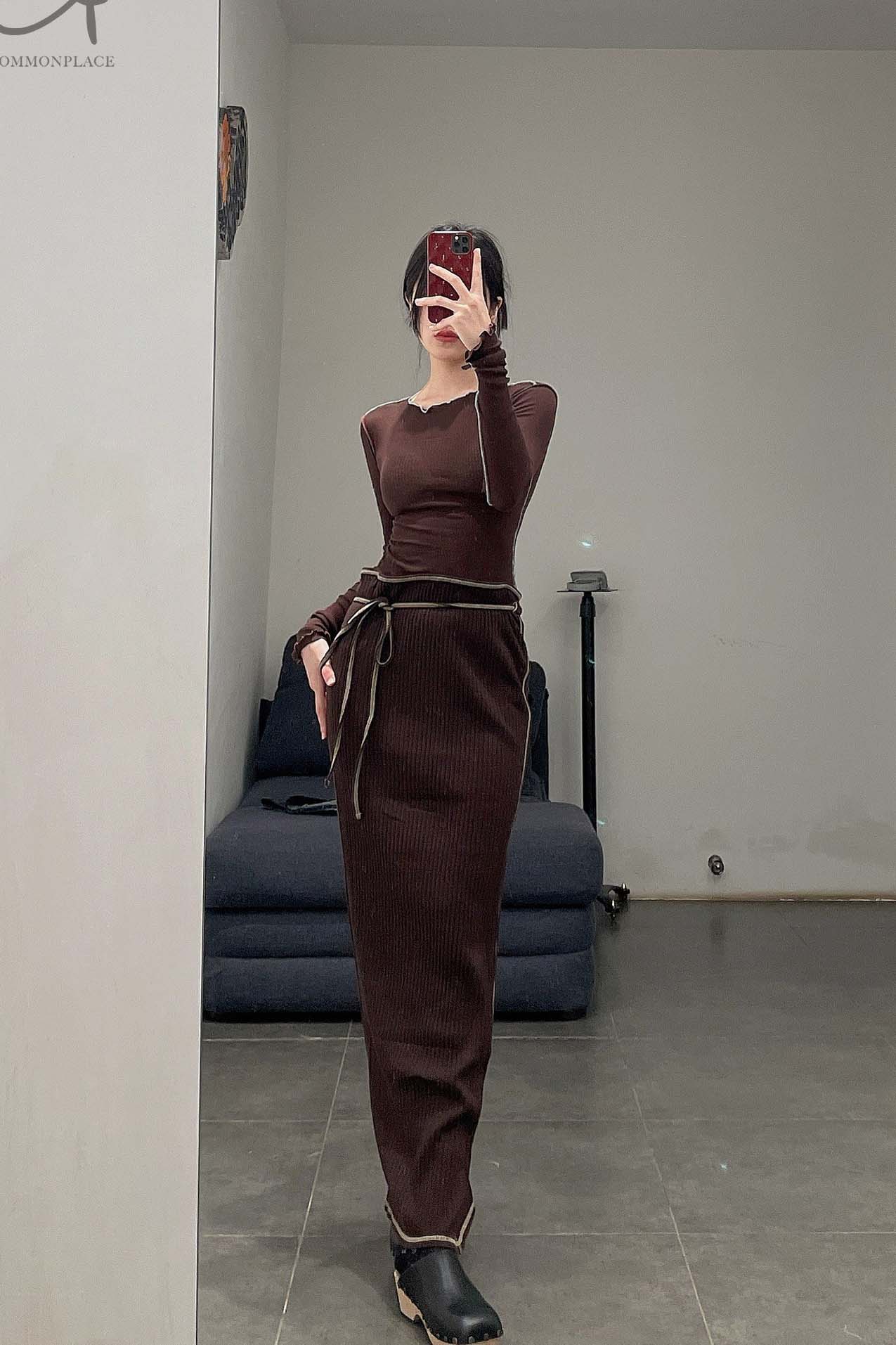 BASERANGE Brig Rib Skirt SKBR-RIB-SP22 TACTILE Maroon (SKBR-RIB-WI21) - Image 12