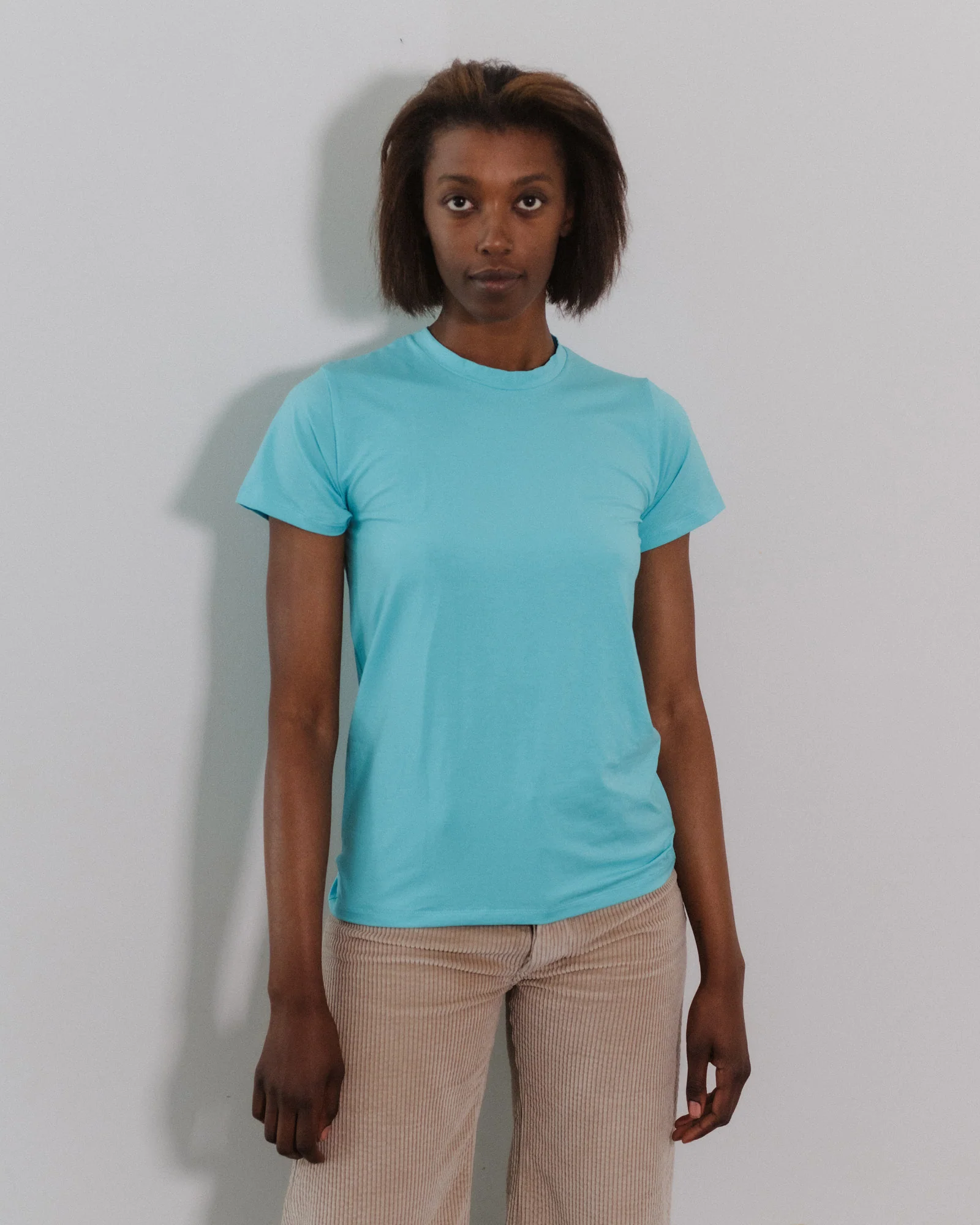 BASERANGE Classic Bamboo Fiber and Cotton Slim Fit T-shirt Series Collection Round Neck Bottoming Shirt France BAS-TOCT-BL-SP25-CHARLES TURQUOISE - Image 5