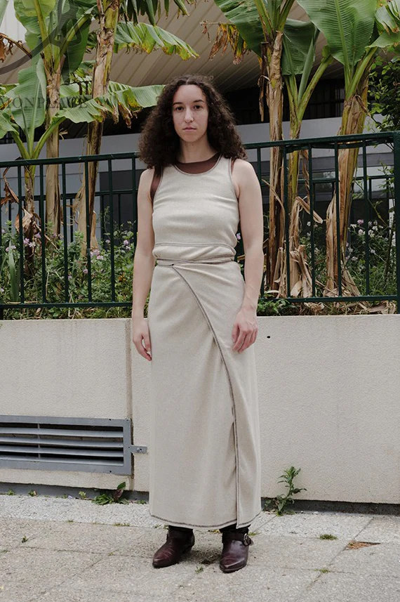 BASERANGE Cotton and Linen Ribbed Wrap Skirt Portugal BAS-SKGW-RIB-SP24-UNDYED - Image 16