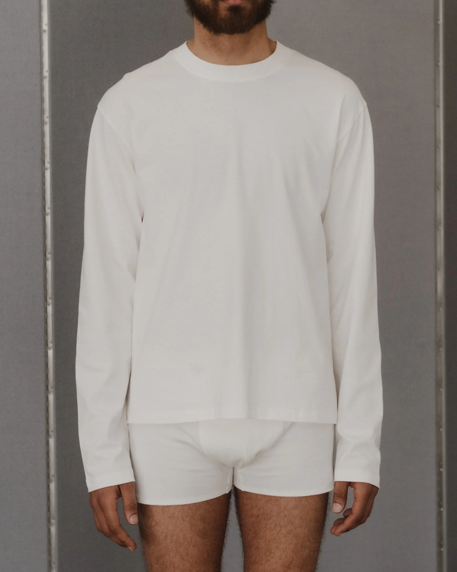 BASERANGE crew neck long sleeve T-shirt France BAS-TOBL-CO-WI24-UNDYED - Image 6