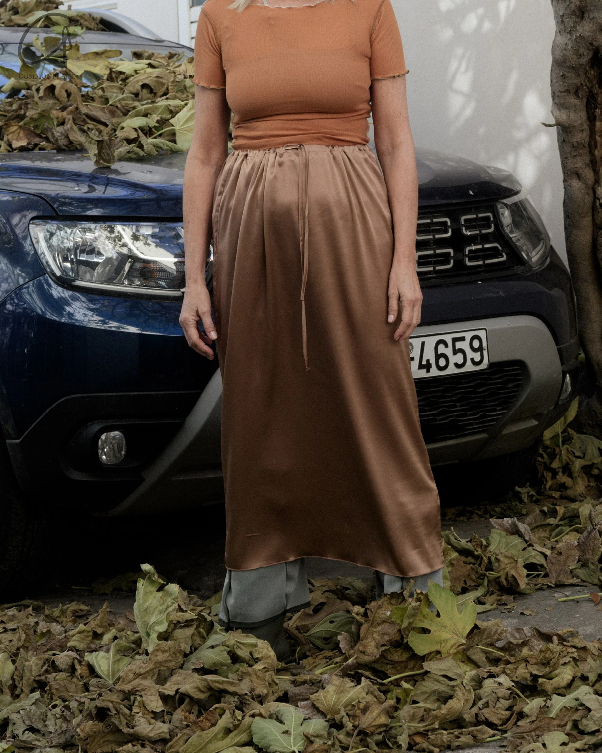 BASERANGE Drawstring Skirt France BAS-SKMAX-SS-WI24-ZONG Brown - Image 11