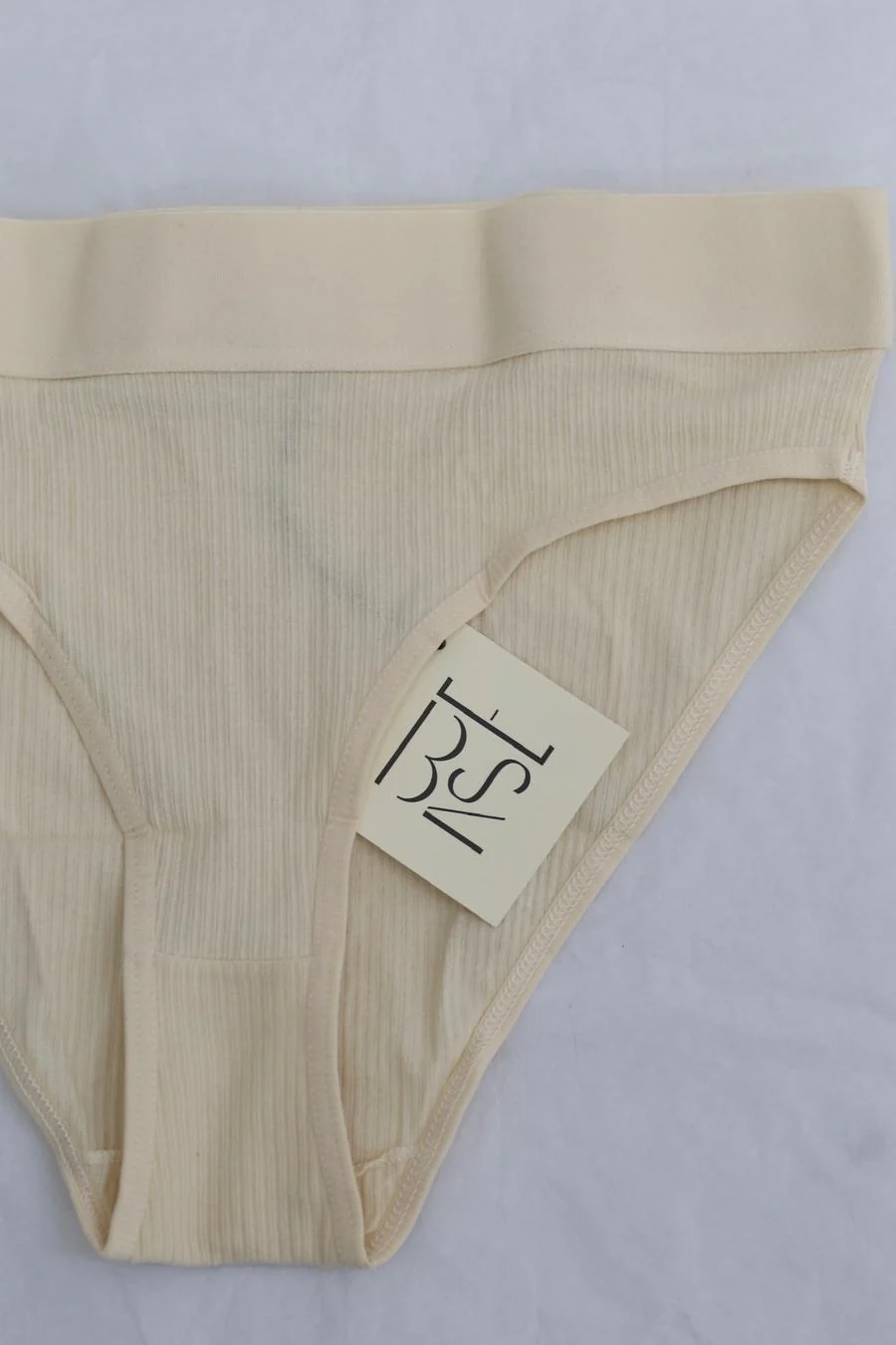 BASERANGE Stretch Flared Briefs UNEL Collection Ribbed Cotton Portugal BAS-UNEL-MIBAI Off-white - Image 2