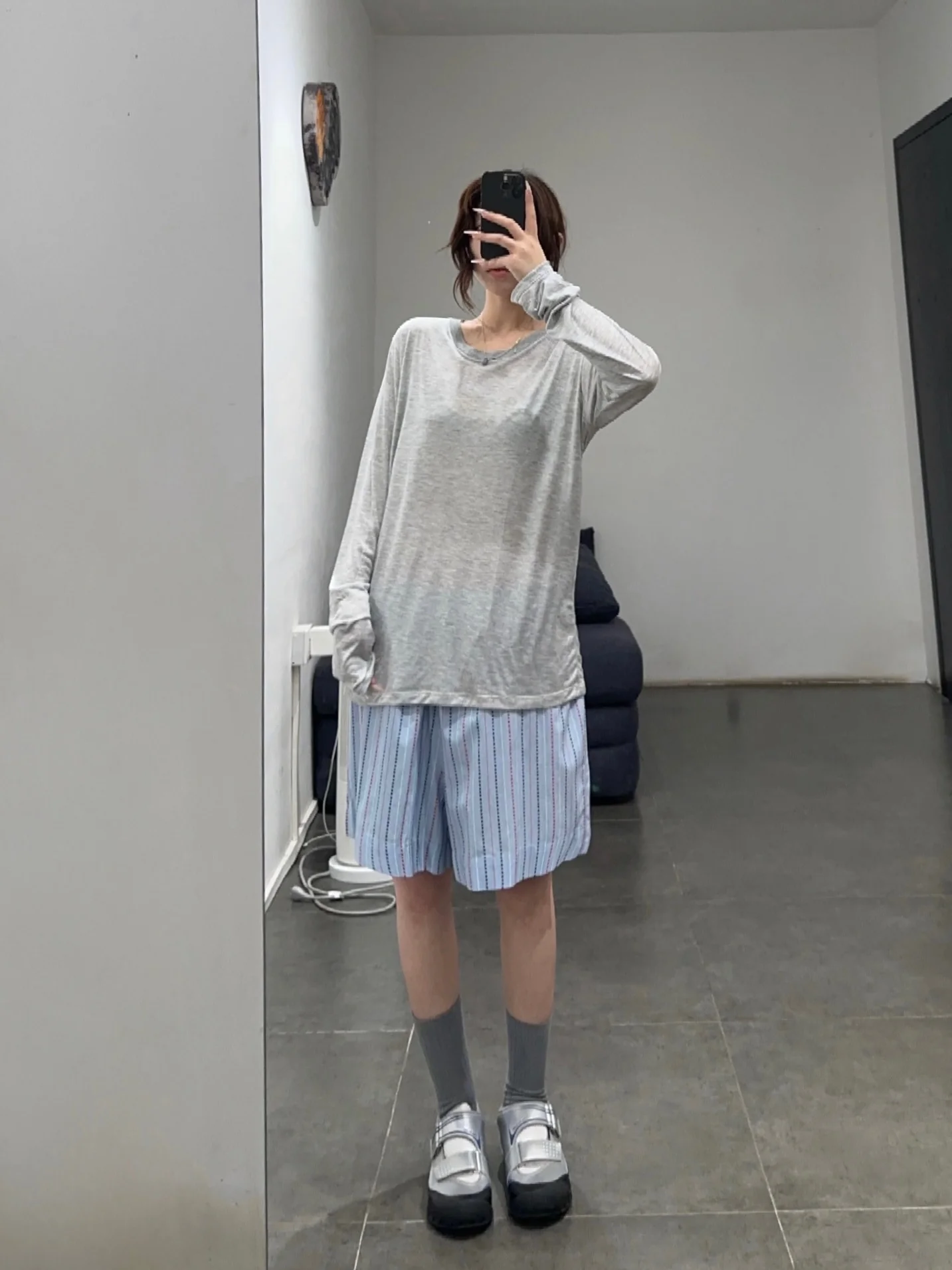 BASERANGE elastic waist striped shorts BAS-SHOLE-PO-SU25-TW MATRIX STRIPE - Image 13
