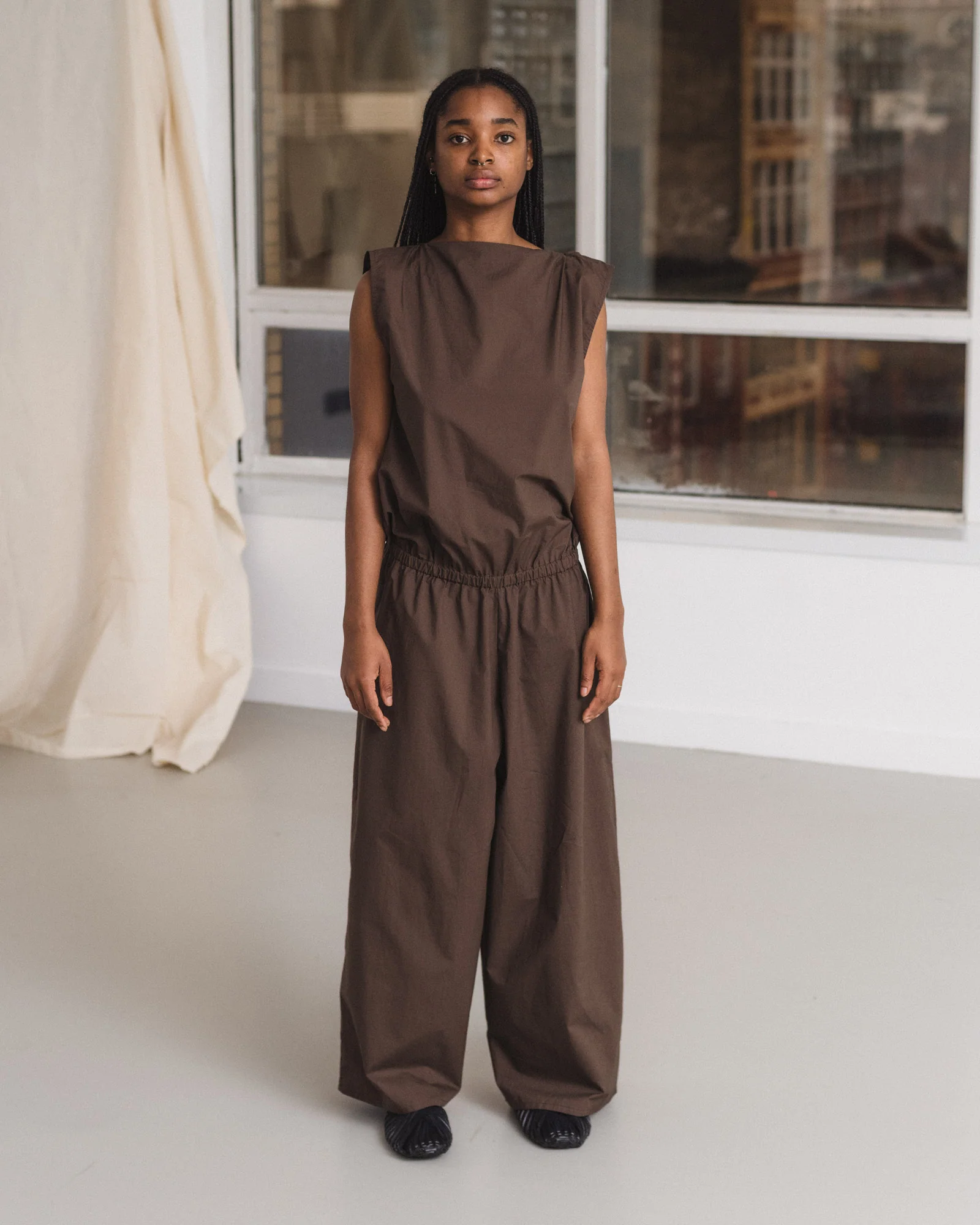 BASERANGE Fall/Winter 2022 TIN JUMPSUIT, Made in Portugal, BAS-JUTI-PO-AU25-MARA, Brown - Image 4