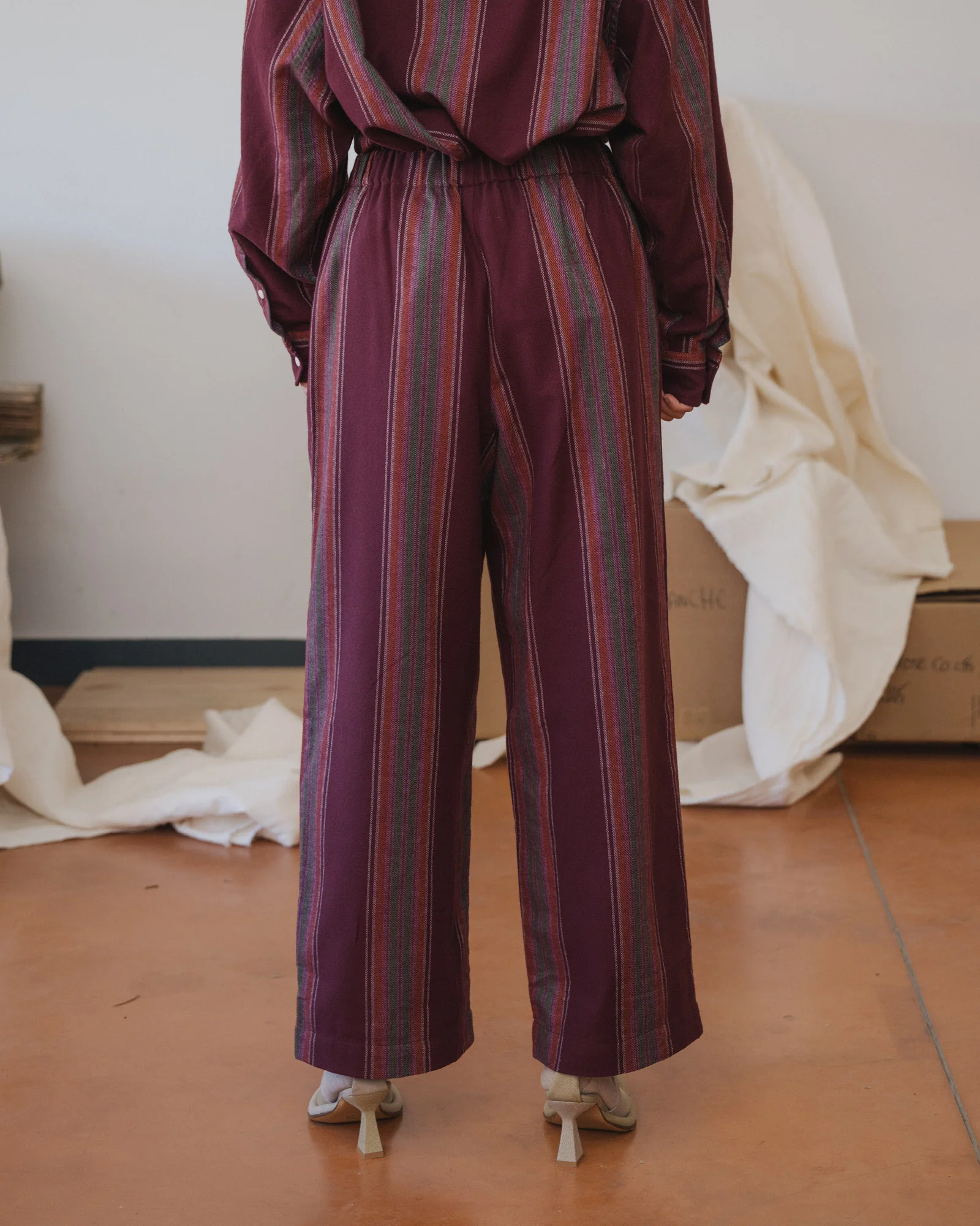BASERANGE Fall/Winter 2025 Claude Shirt/Pants, France. BAS-PACL-FLM-WI25-MAROON STRIPE Pants (TSCL PACL) - Image 7