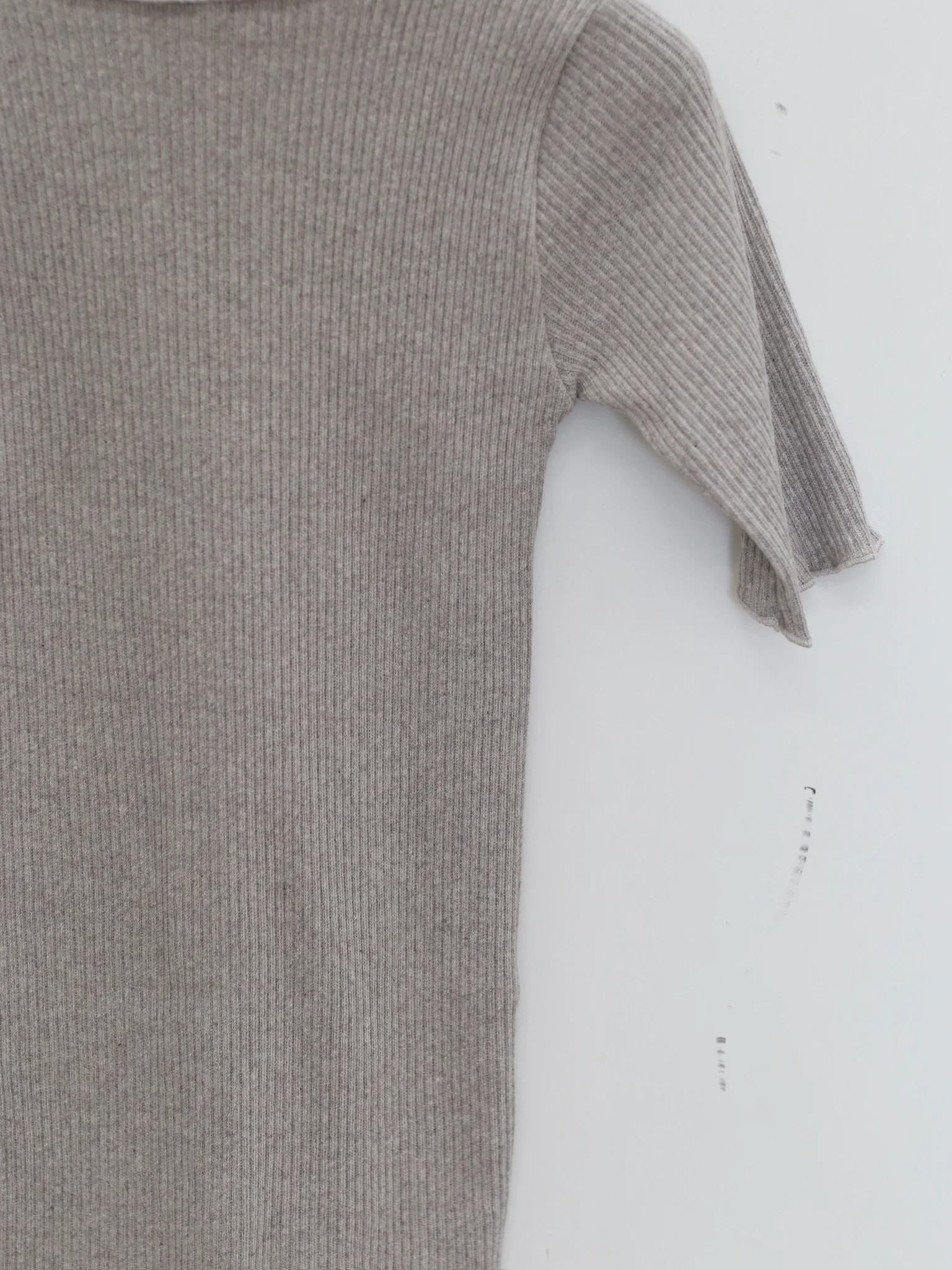 BASERANGE Fall/Winter 2025 Collared Short-Sleeve T-Shirt, France. BAS-TTDP-RCR-WI25-Grey Melange - Image 3