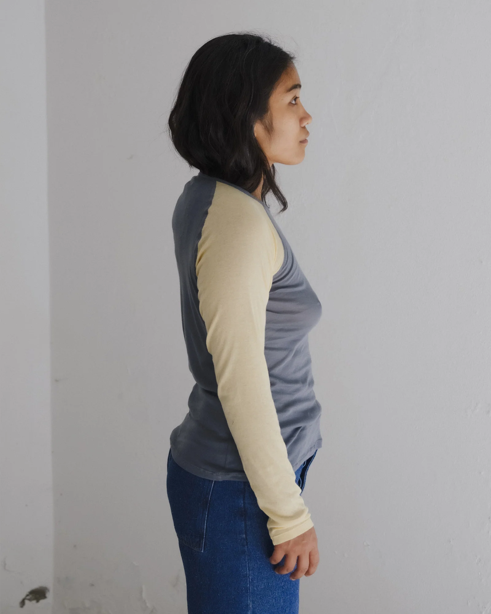 BASERANGE Fall/Winter 2025 GENE Long-Sleeve T-Shirt BAS-TTGLS-CG-SP26-ABB AMBER BLUE-BEIGE (TTGLS-CR-AU25) - Image 2