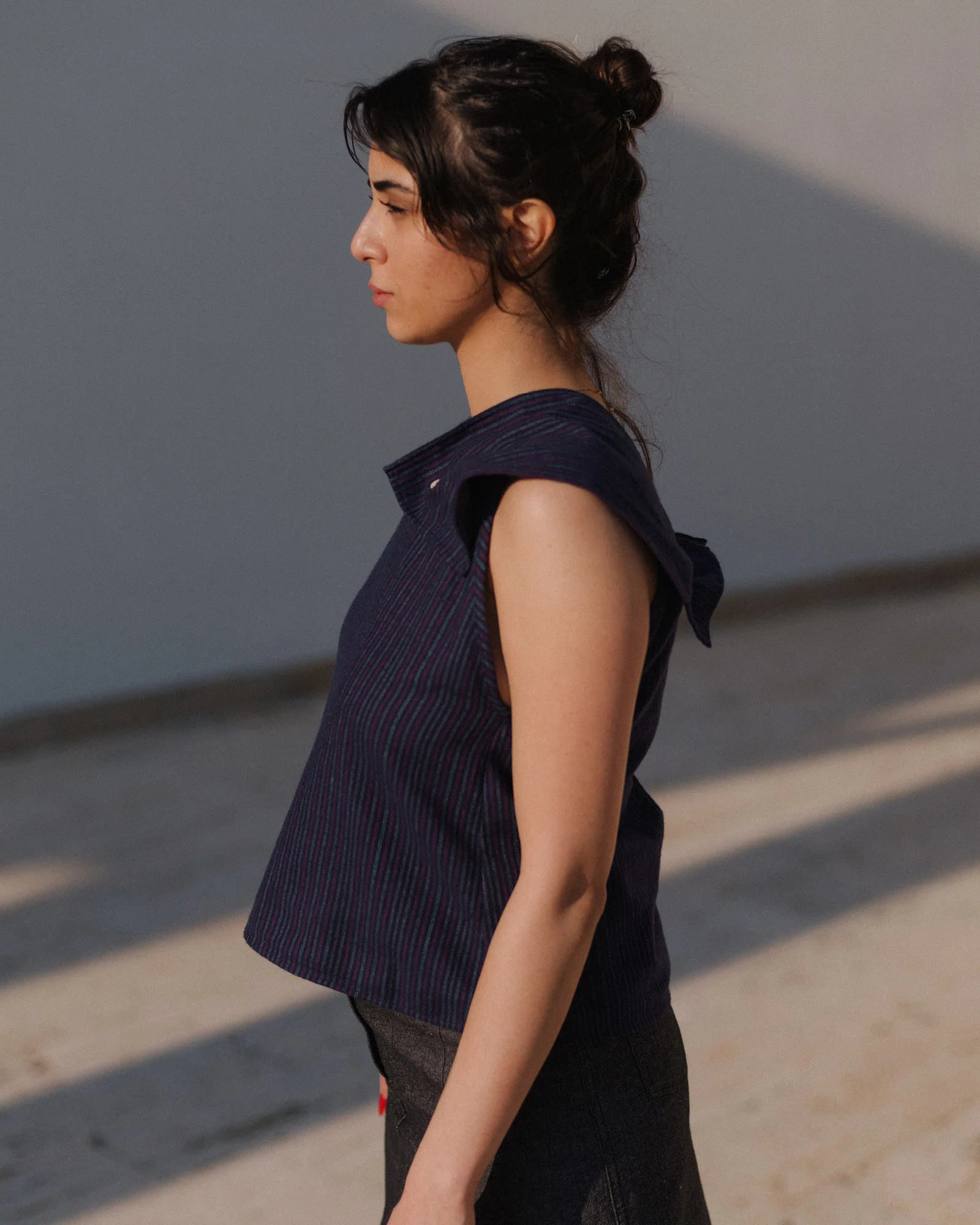 BASERANGE Fall/Winter 2025 Manhattan Top, France BAS-TSMA-FLP-WI25-PURPLE STRIPE - Image 7