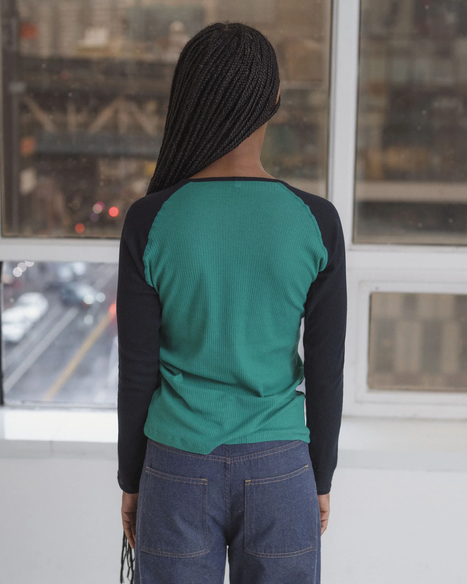 BASERANGE Fall/Winter 25 GENE Long-Sleeve T-Shirt BAS-TTGLS-CR-AU25-MIRA GREEN (NAVY) - Image 8