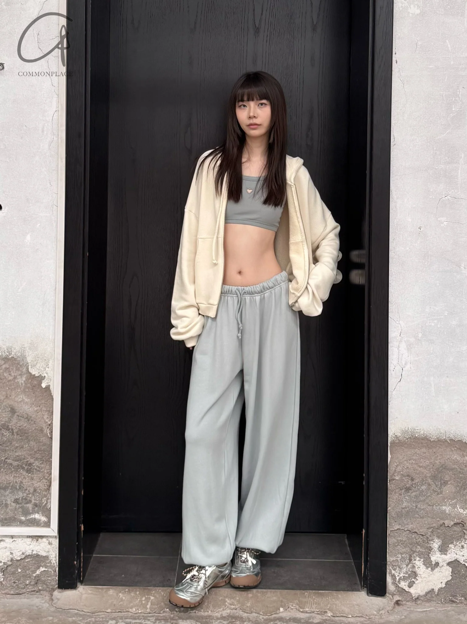 BASERANGE France elastic waist loose sports cotton casual pants BAS-FRAP-RC-SU25-BSL WHITESTONE BLUE - Image 13