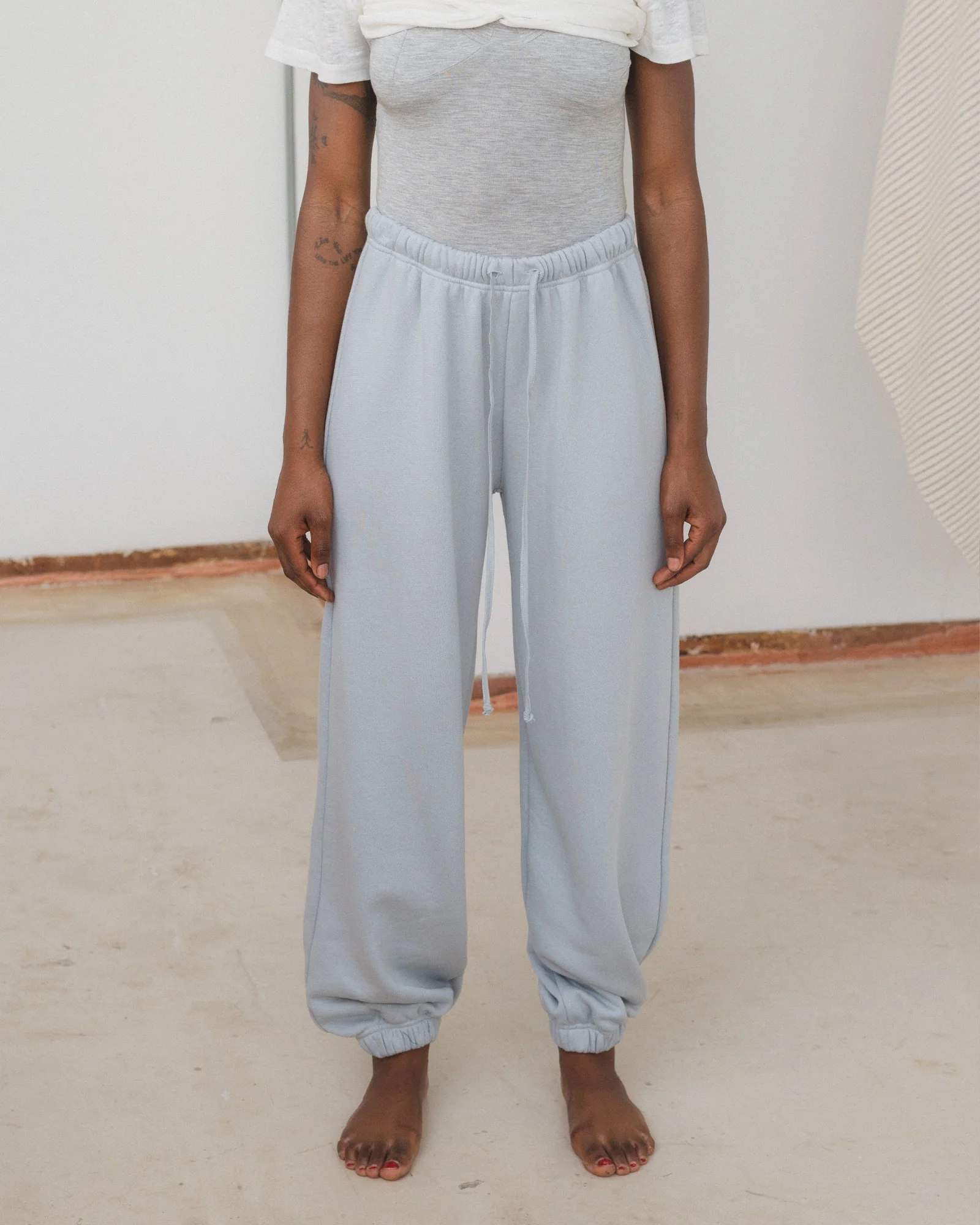 BASERANGE France elastic waist loose sports cotton casual pants BAS-FRAP-RC-SU25-BSL WHITESTONE BLUE - Image 9