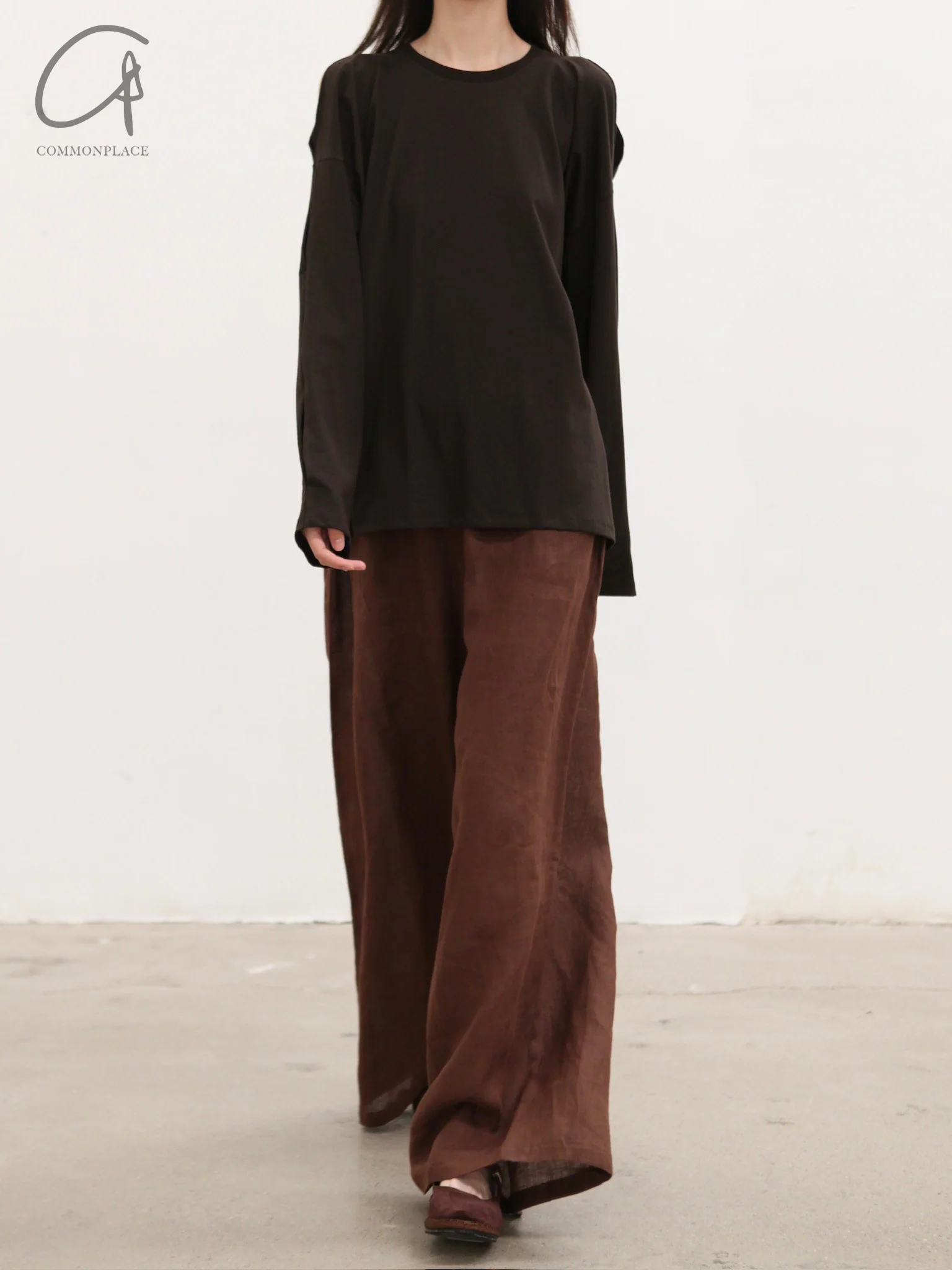 BASERANGE France Organic Cotton Loose Long Sleeve Off Shoulder T-shirt France BAS-TOPIL-RC-SU25-FOVEA - Image 3