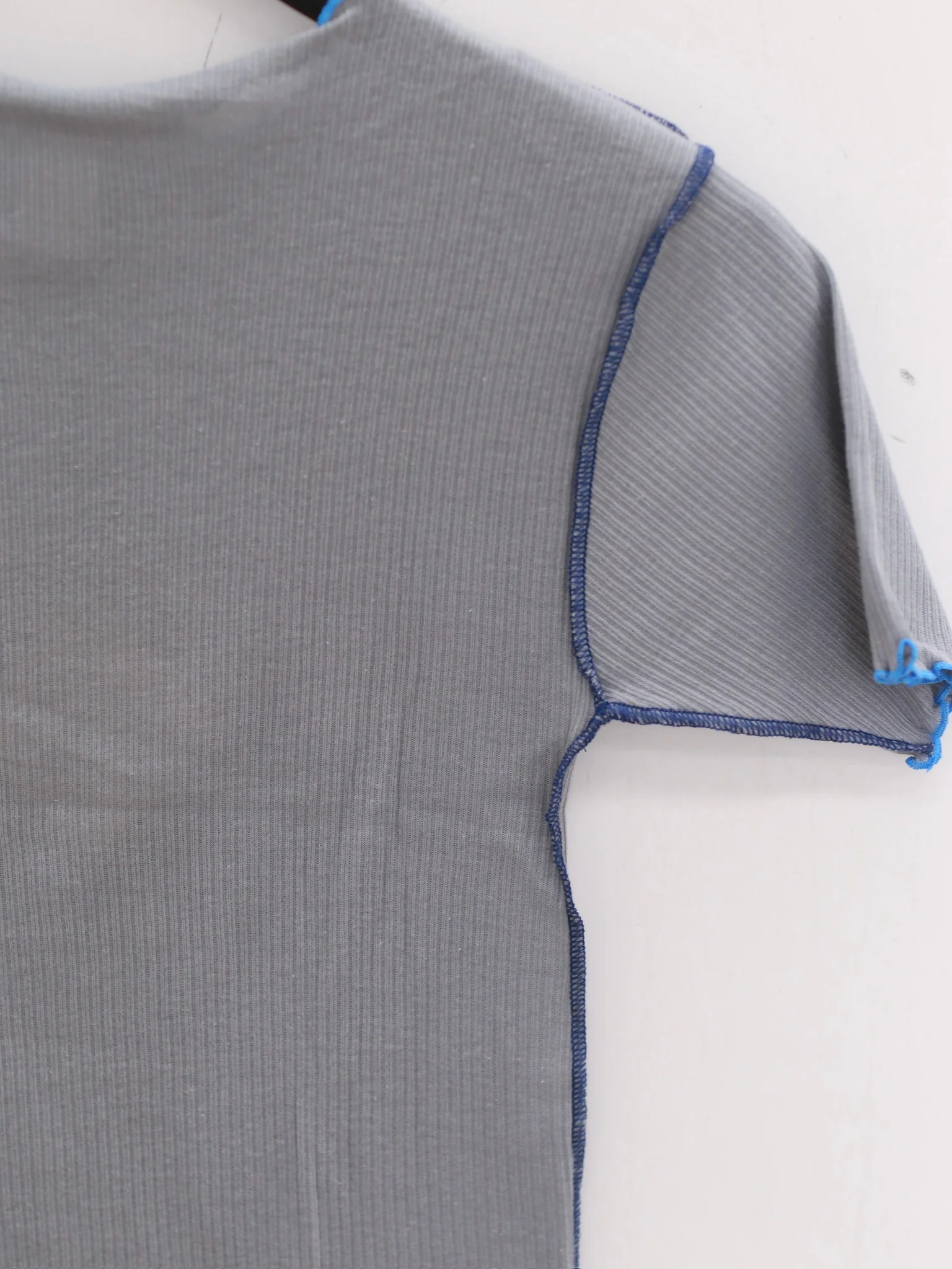 BASERANGE France organic cotton ruffled textured T-shirt BAS-TTVN-RB-SP25-BOW BLUE - Image 3