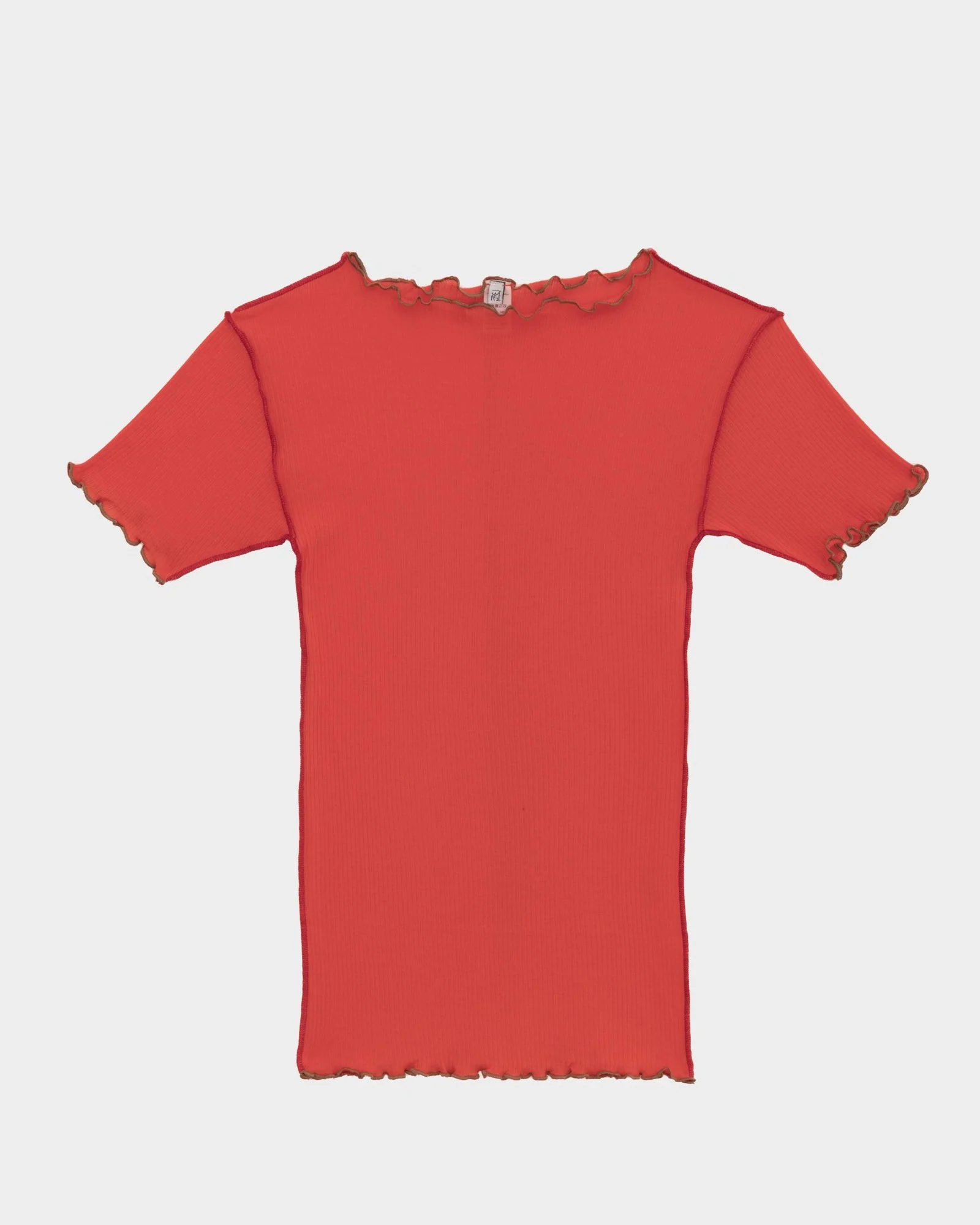 BASERANGE France organic cotton ruffled textured T-shirt BAS-TTVN-RB-SU25-MY RED - Image 7