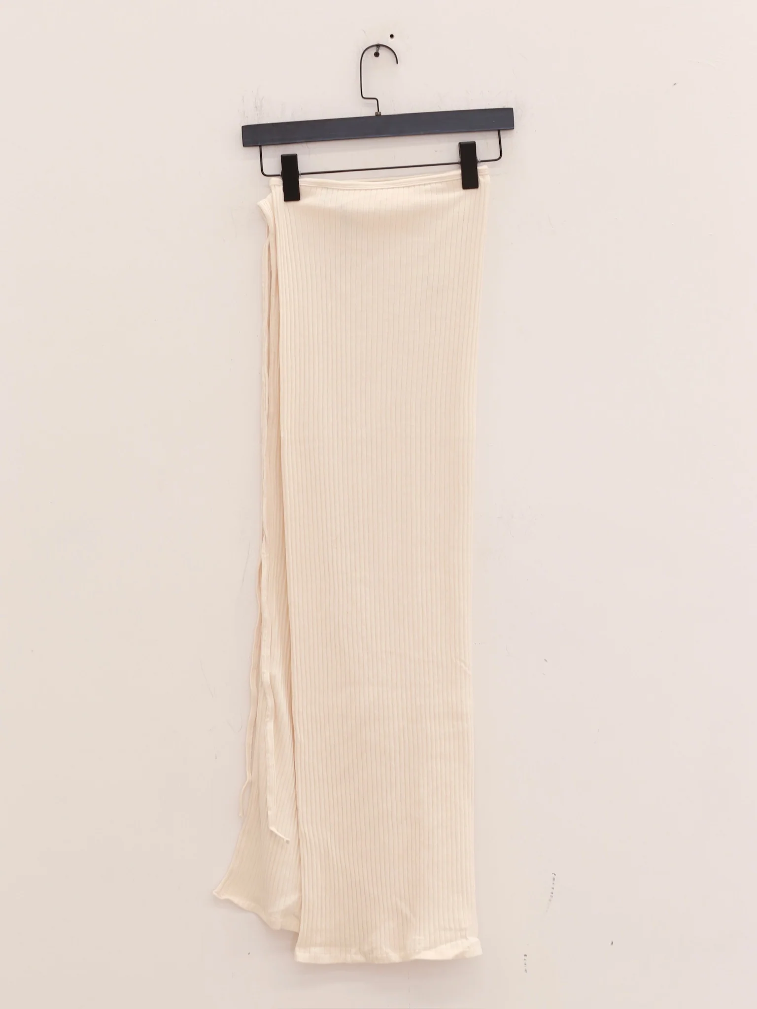 BASERANGE France organic cotton tie skirt BAS-SKBR-RIB-000-Off White - Image 4