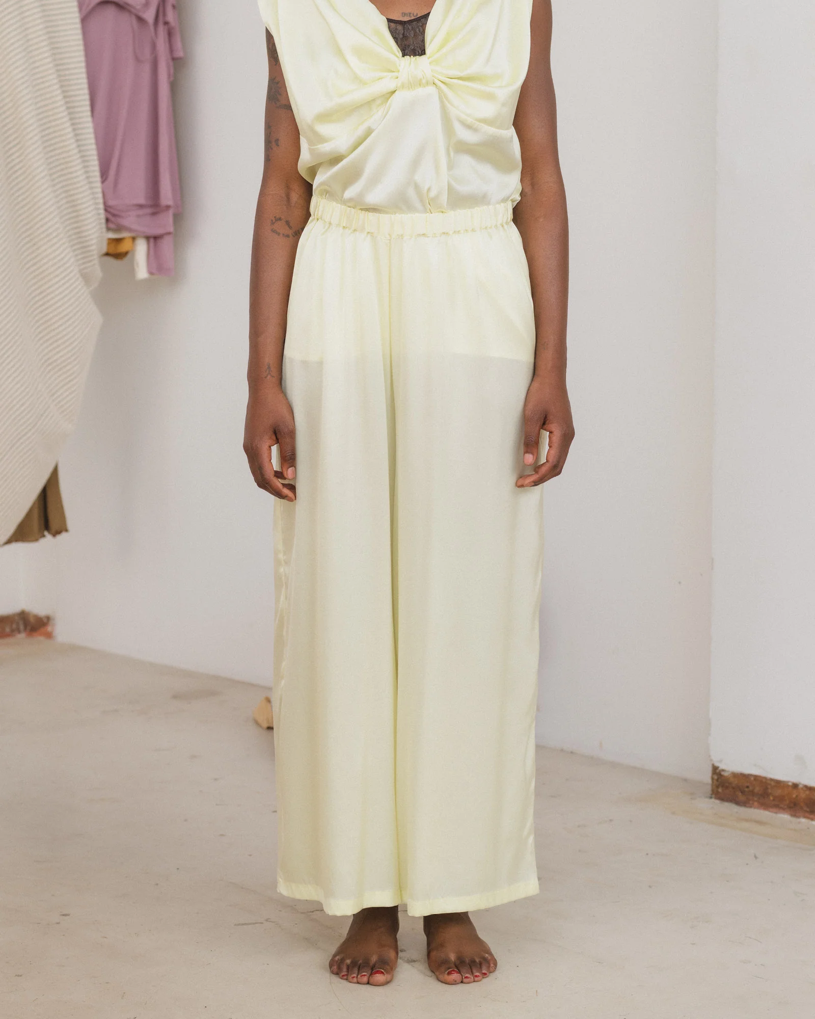 BASERANGE France Silk Linen SEPIA Casual Pants BAS-TRSE-LI-SU25-ZONG BAS-TRSE-SS-SU25-LIME GREEN - Image 6