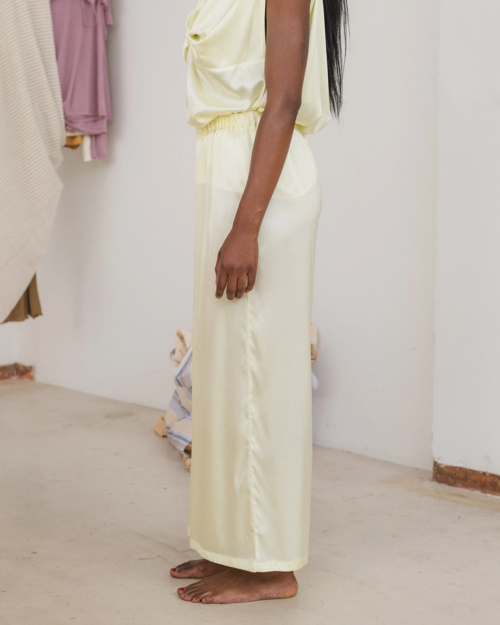 BASERANGE France Silk Linen SEPIA Casual Pants BAS-TRSE-LI-SU25-ZONG BAS-TRSE-SS-SU25-LIME GREEN - Image 7