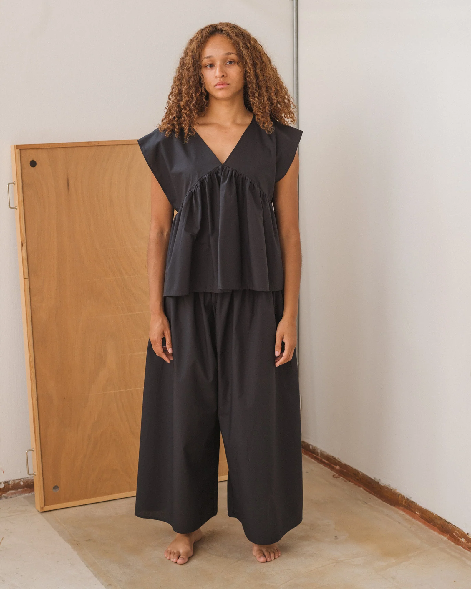 BASERANGE French organic cotton cable knit casual pants BAS-TRCA-PO-SU25-HEI Black - Image 14