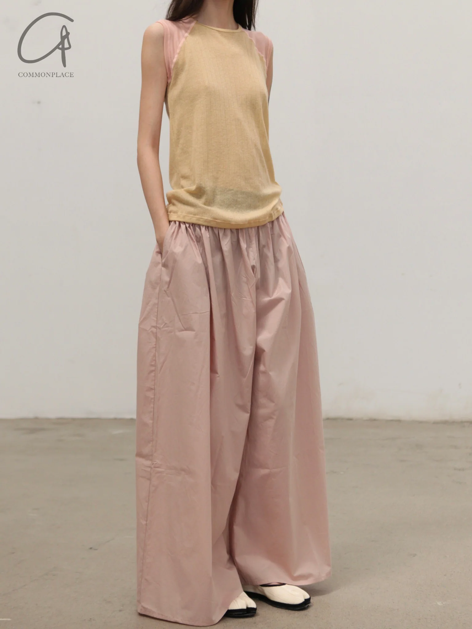 BASERANGE French organic cotton cable knit track pants BAS-TRCA-PO-SU25-CANTIL PINK - Image 12