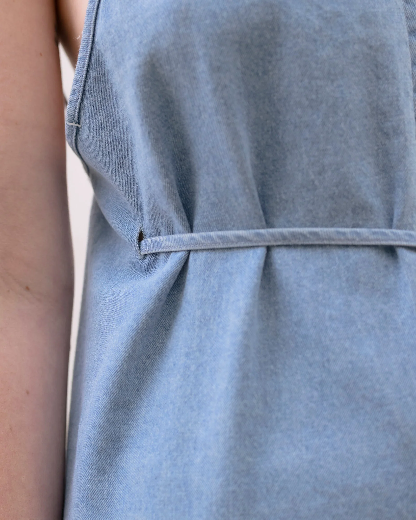 BASERANGE French Silk Tie-on Apron Dress BAS-DRYU-DE-SP26-LBW (LIGHT BLUE WASH) - Image 3