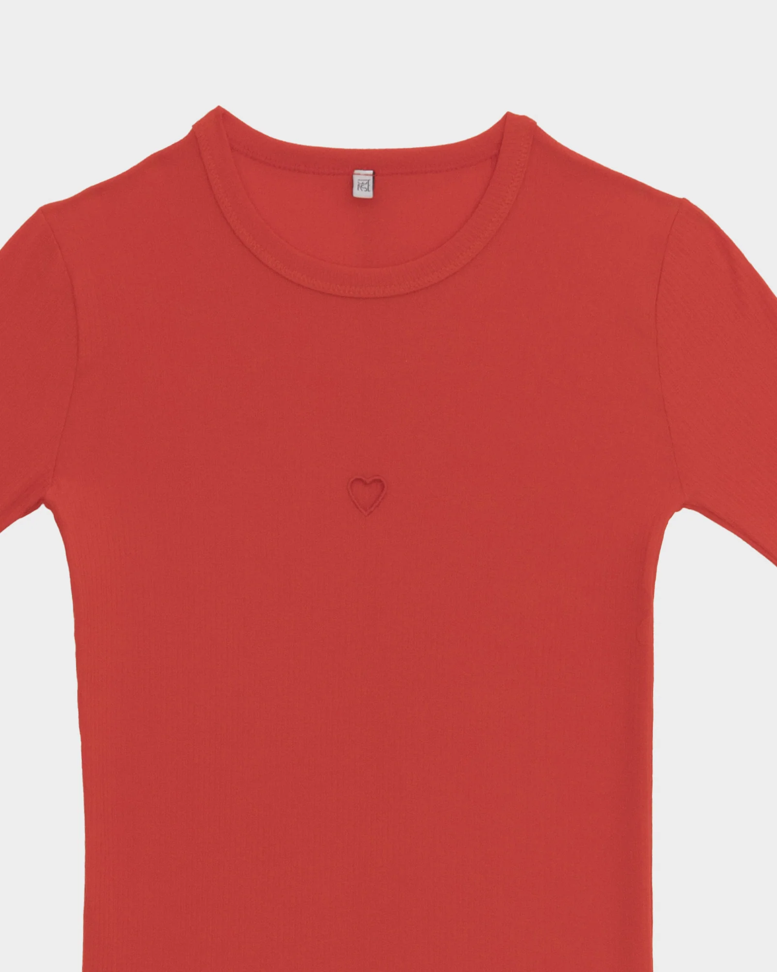 BASERANGE Hollow heart-shaped round neck slim long-sleeved T-shirt bottoming shirt TOHLS MY RED - Image 5