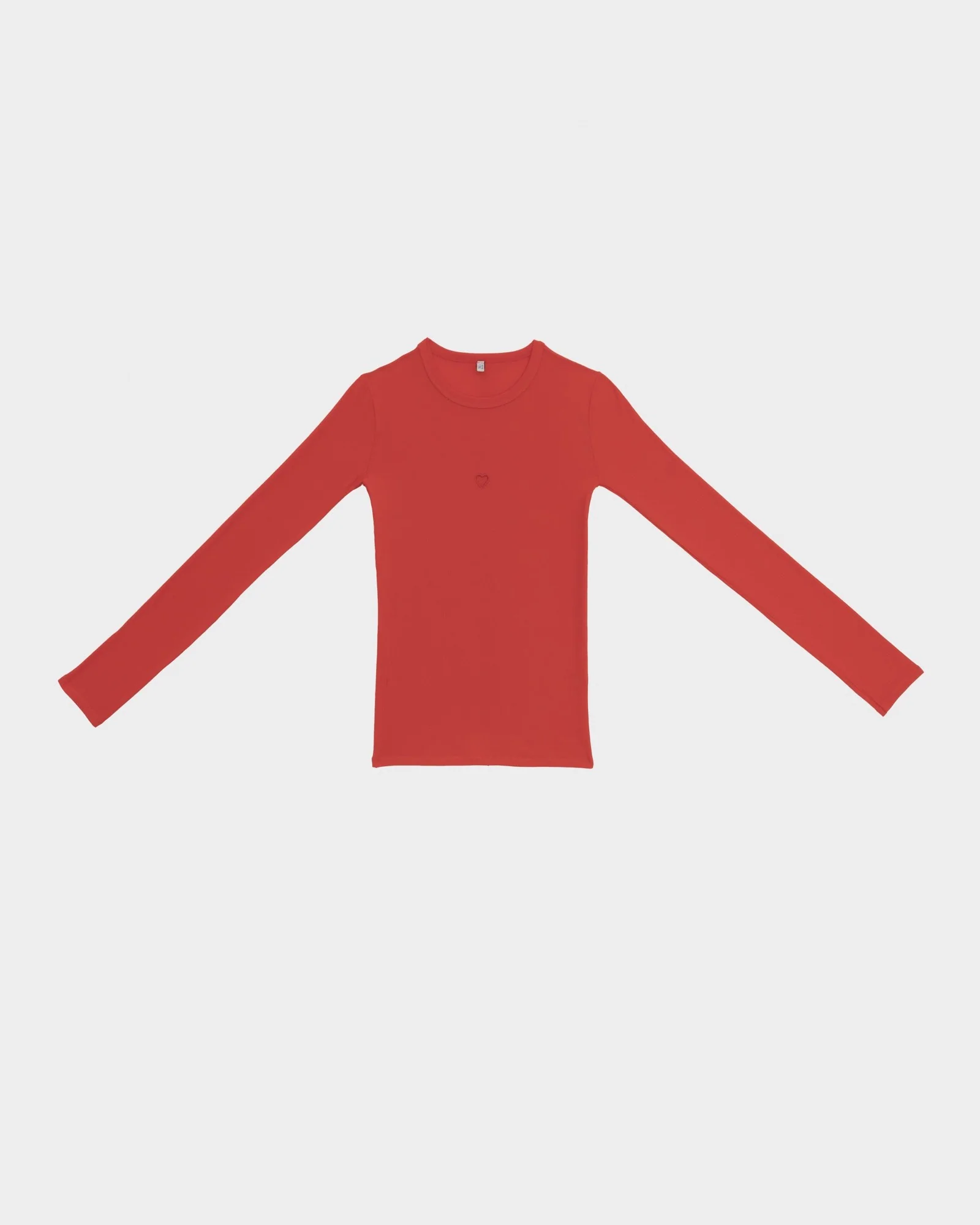 BASERANGE Hollow heart-shaped round neck slim long-sleeved T-shirt bottoming shirt TOHLS MY RED - Image 6
