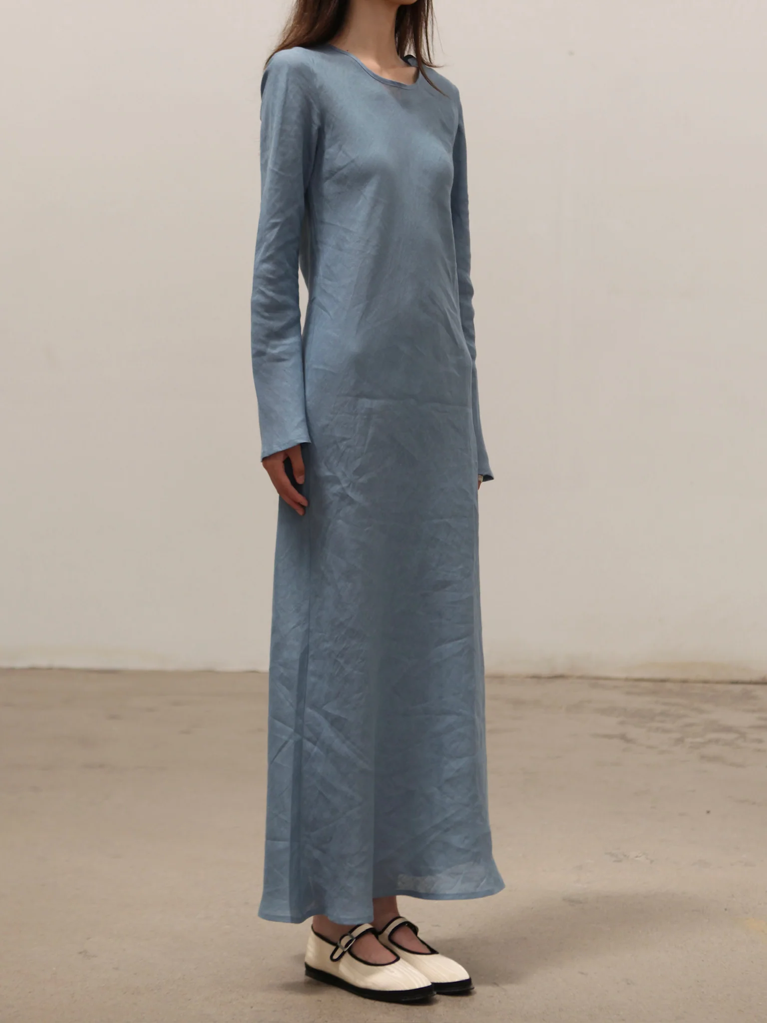 BASERANGE Linen Didin Long Sleeve Dress France BAS-DRDYL-SL-SP25-TRUSS BLUE - Image 4